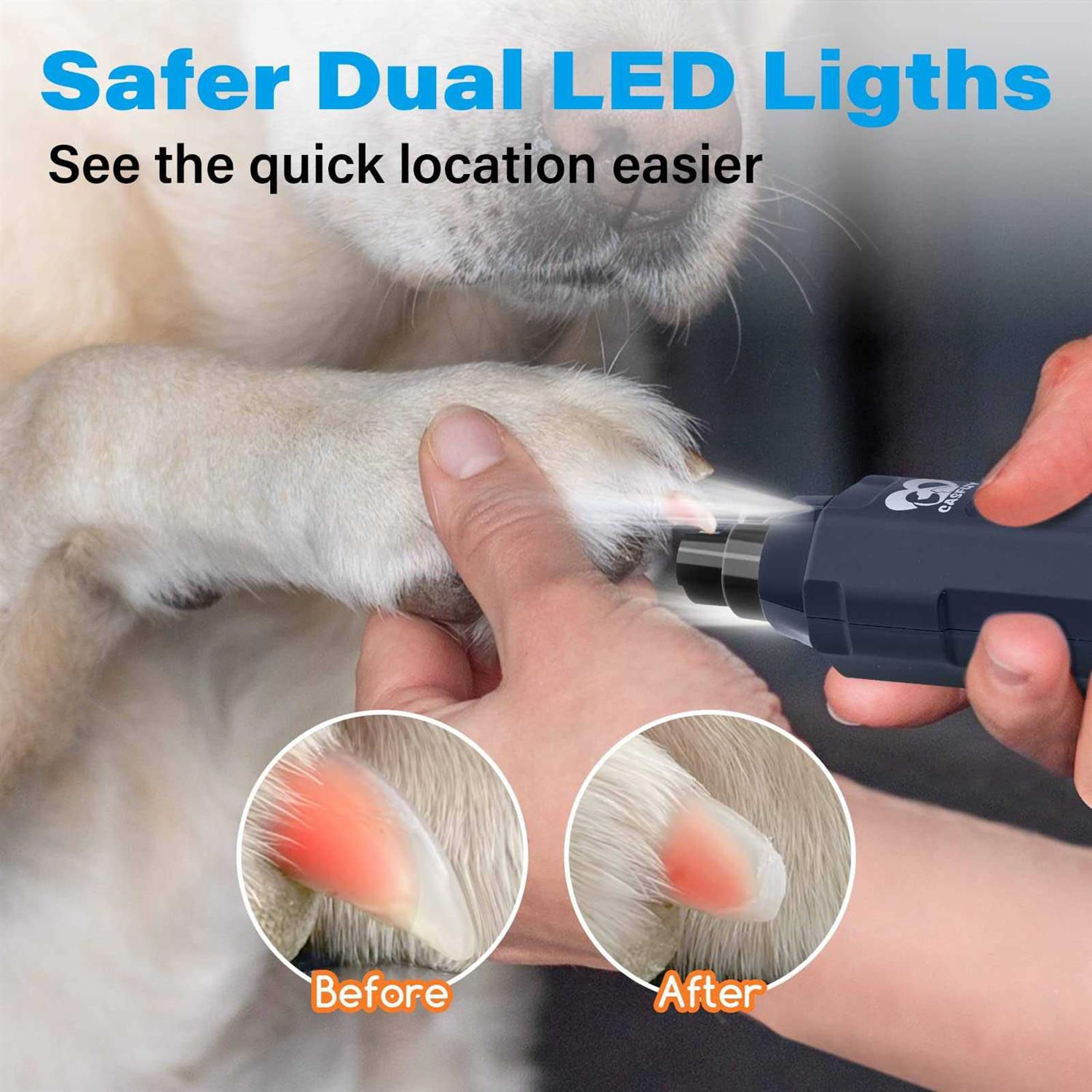 Alternative view of Casfuy 6-Speed Dog Nail Grinder Newest Enhanced Pet Nail Grinder Super Quiet Rechargeable Electric Dog Nail Trimmer Painless Paws Grooming