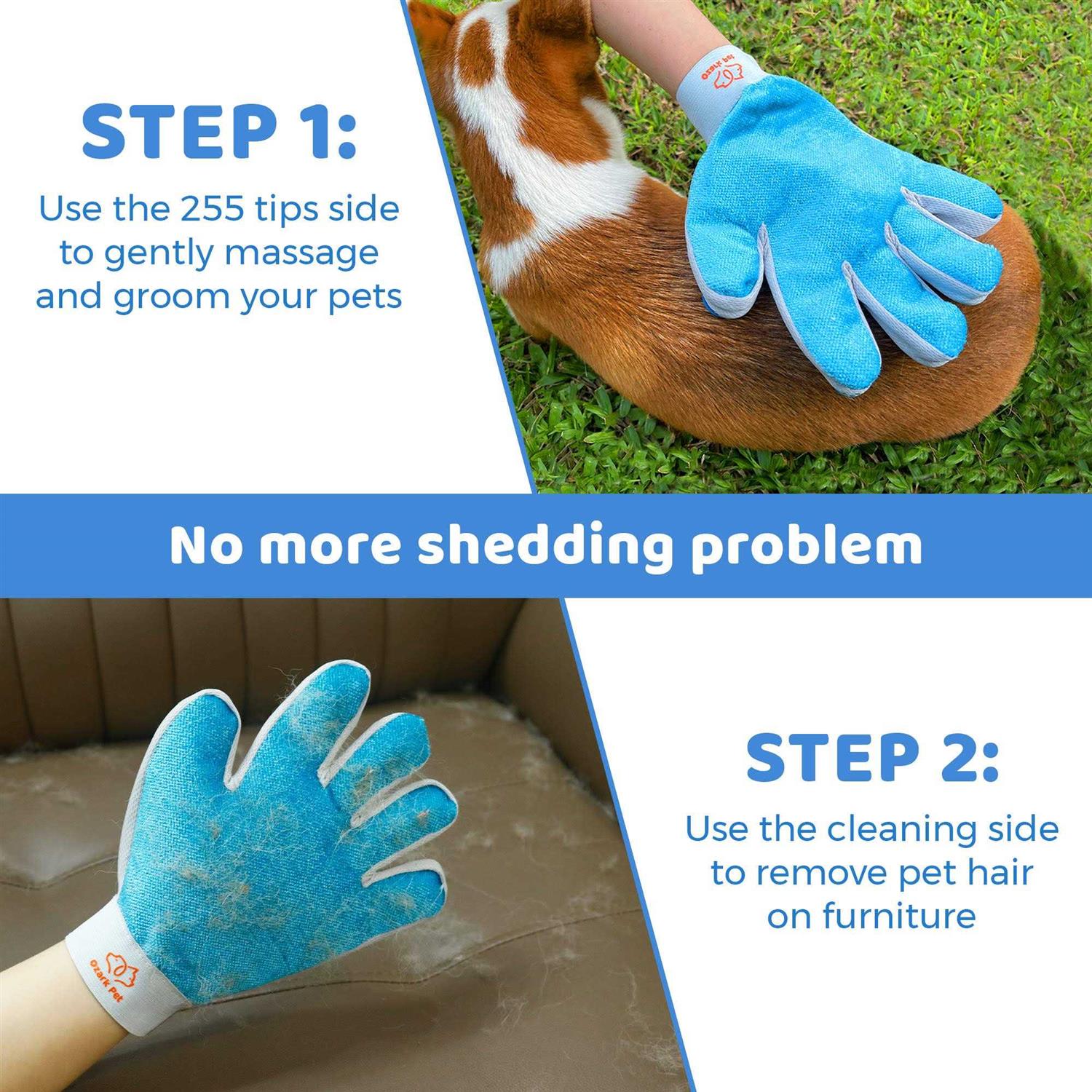 Alternative view of Ozark Pet Dog Brush and Cat Brush-with Deshedding Brush, Dog Dematting Tools and 2 Side Shedding Brush Glove