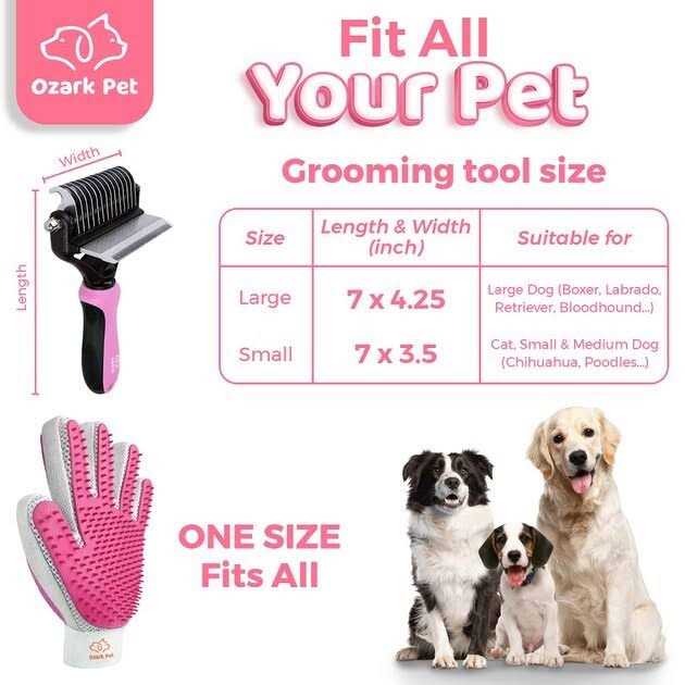 Alternative view of Ozark Pet Dog Brush and Cat Brush-with Deshedding Brush, Dog Dematting Tools and 2 Side Shedding Brush Glove