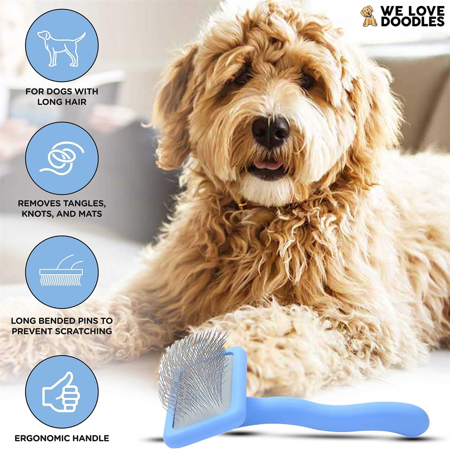 Alternative view of We Love Doodles Dog Slicker Brush Dog Doodle Brush for Grooming Pet Hair Dog Brush