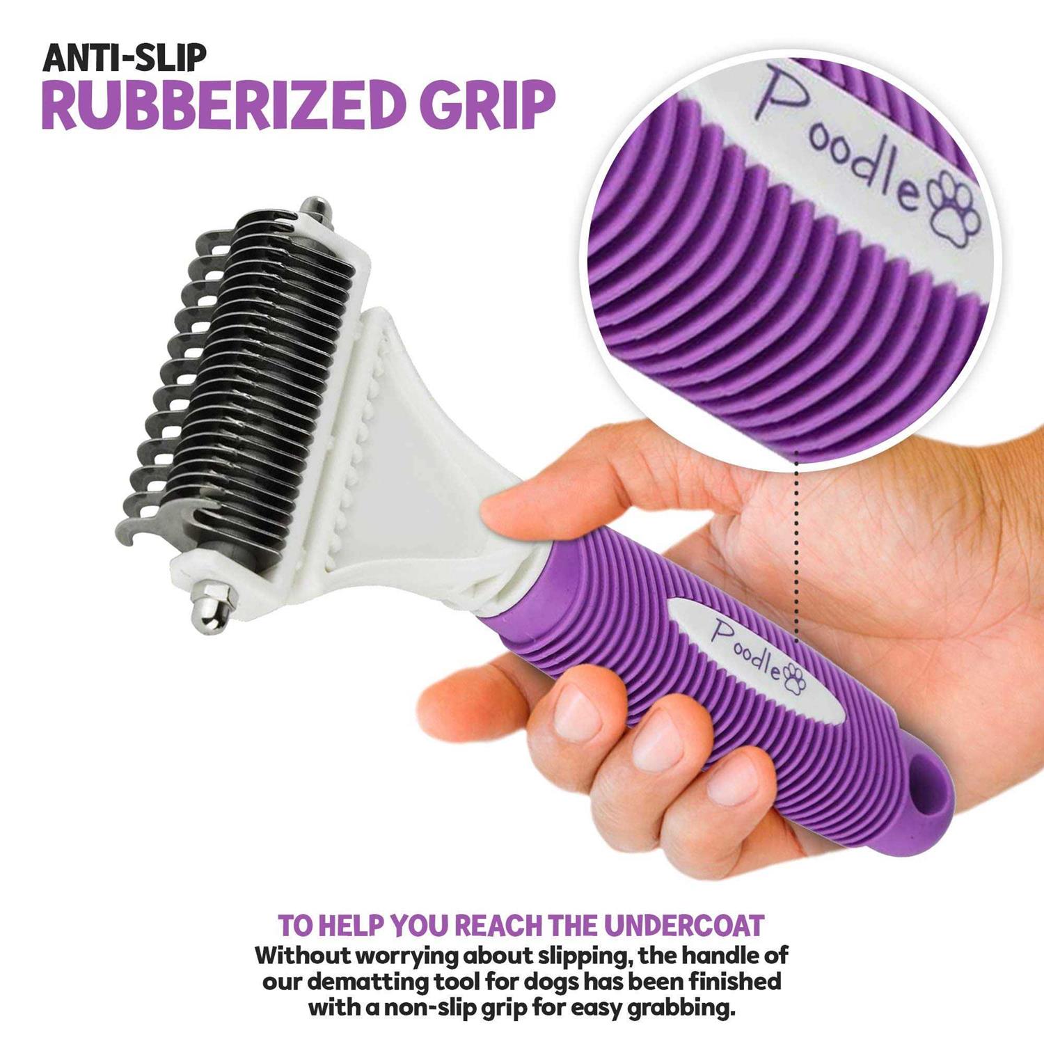 Alternative view of Poodle Pet Dematting Comb for Dogs Handheld Undercoat Dematter Rake Grooming Tool for Long or Short Hair