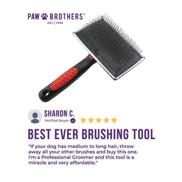 Alternative view of ryan's Pet supplies Paw Brothers Extra Long Pin Flat Slicker Brush for Dogs