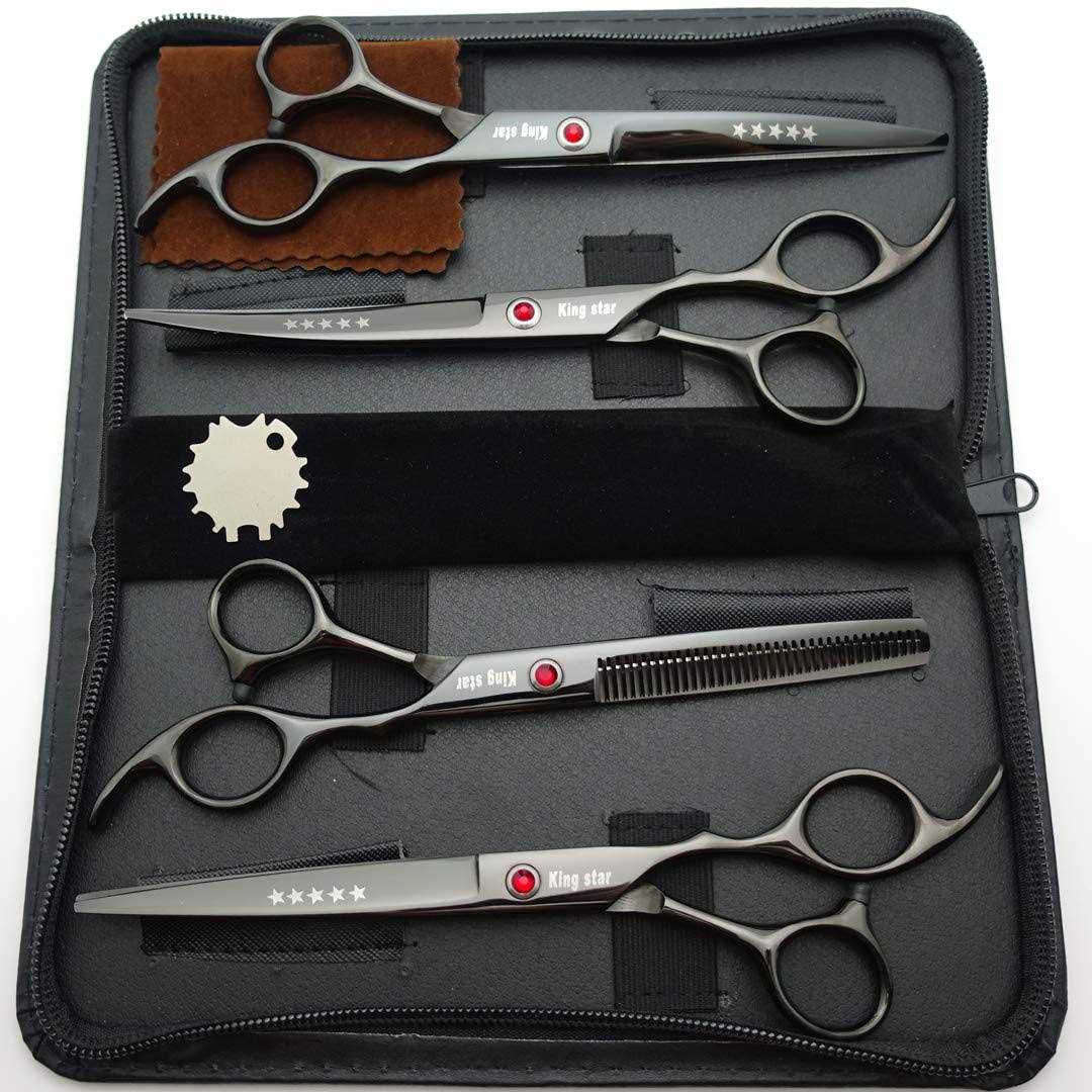 Alternative view of Kingstar 7.0in Titanium Professional dog grooming scissors set,Straight & Thinning & Curved scissors 4pcs set for dog grooming