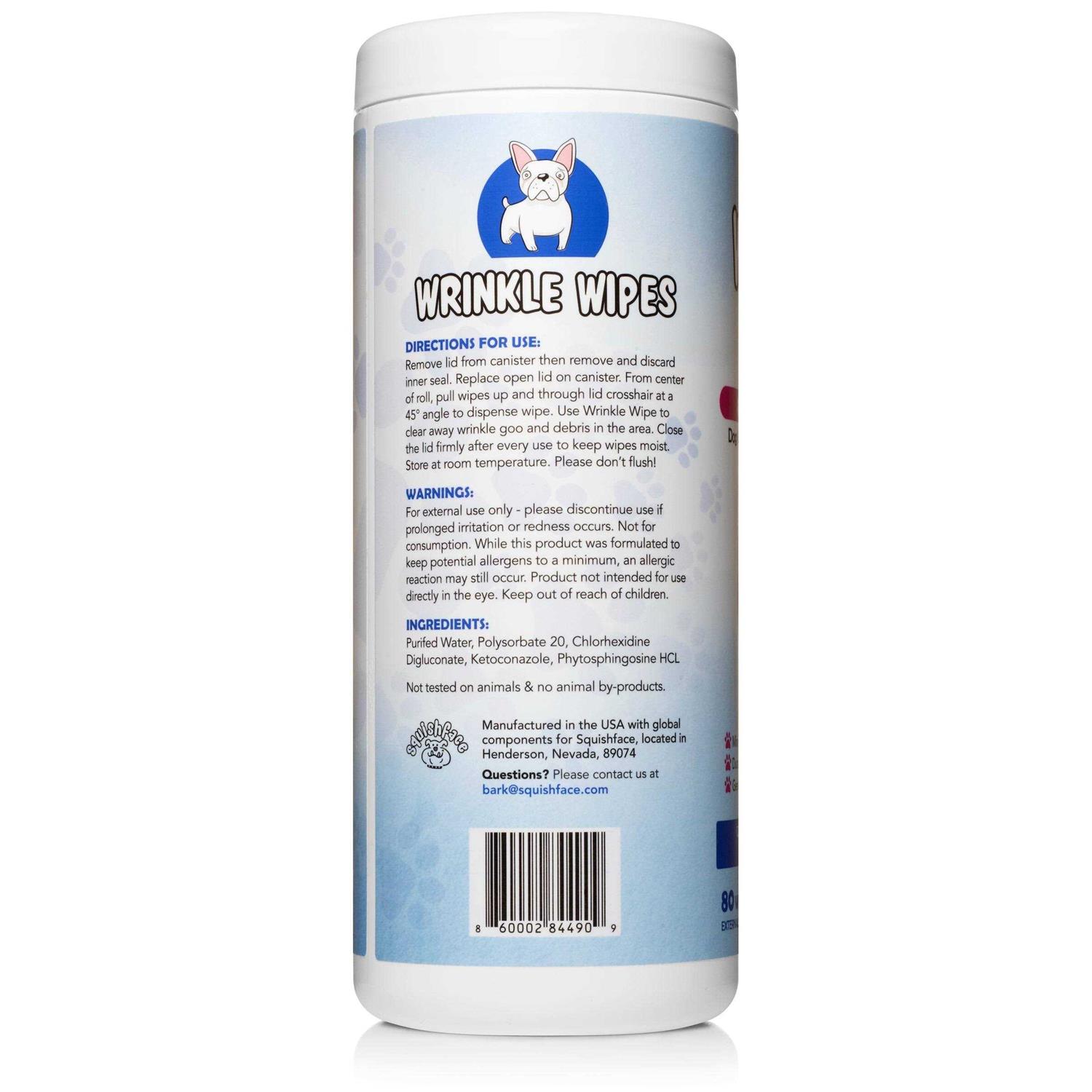 Alternative view of Squishface Wrinkle Wipes – 5”x7” Large Dog Wipes Deodorizing Tear Stain Remover – Great for English Bulldog