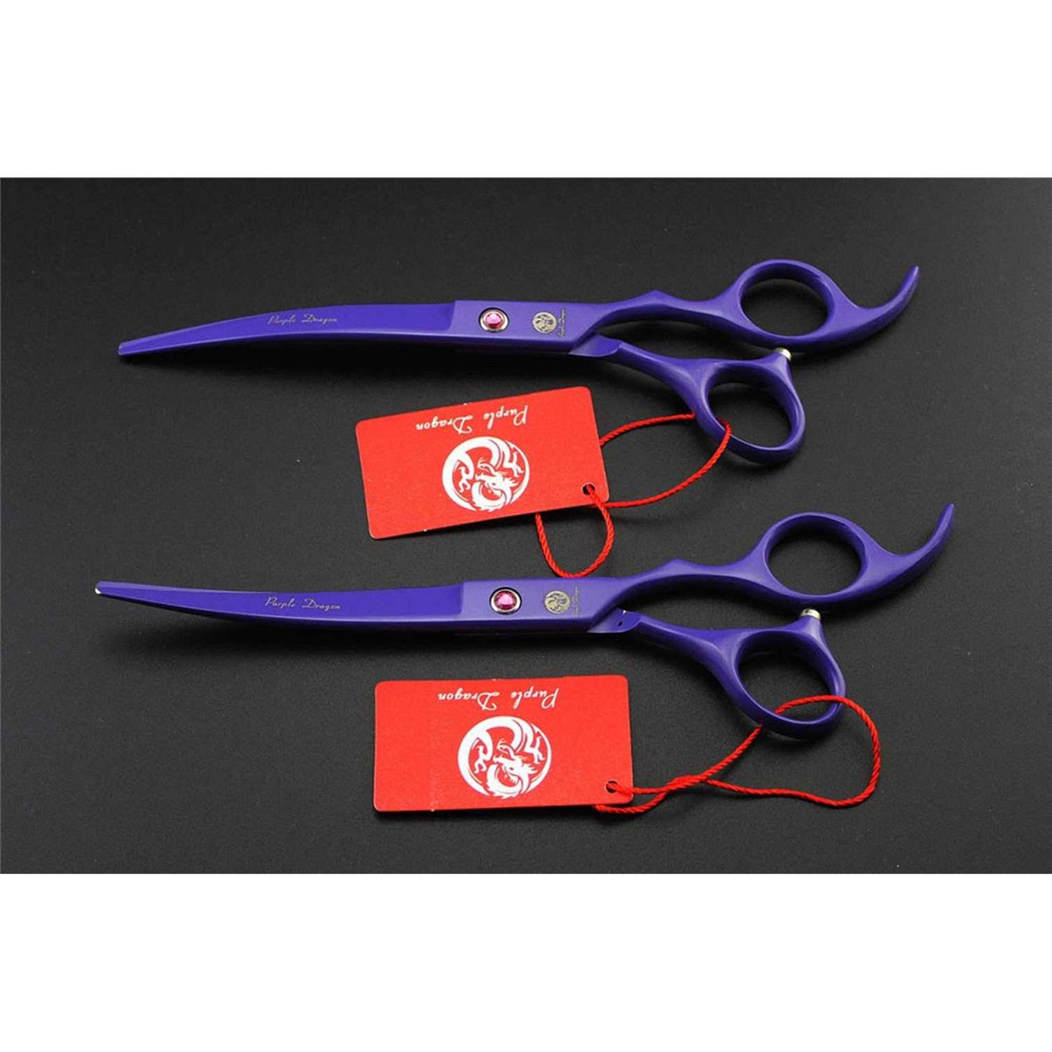 Alternative view of Purple Dragon Professional 7.0 inch 4PCS Pet Grooming Scissors Kit Japan Premium Steel Straight & Curved & Thinning Blade Dog Hair Cutting Shears Set