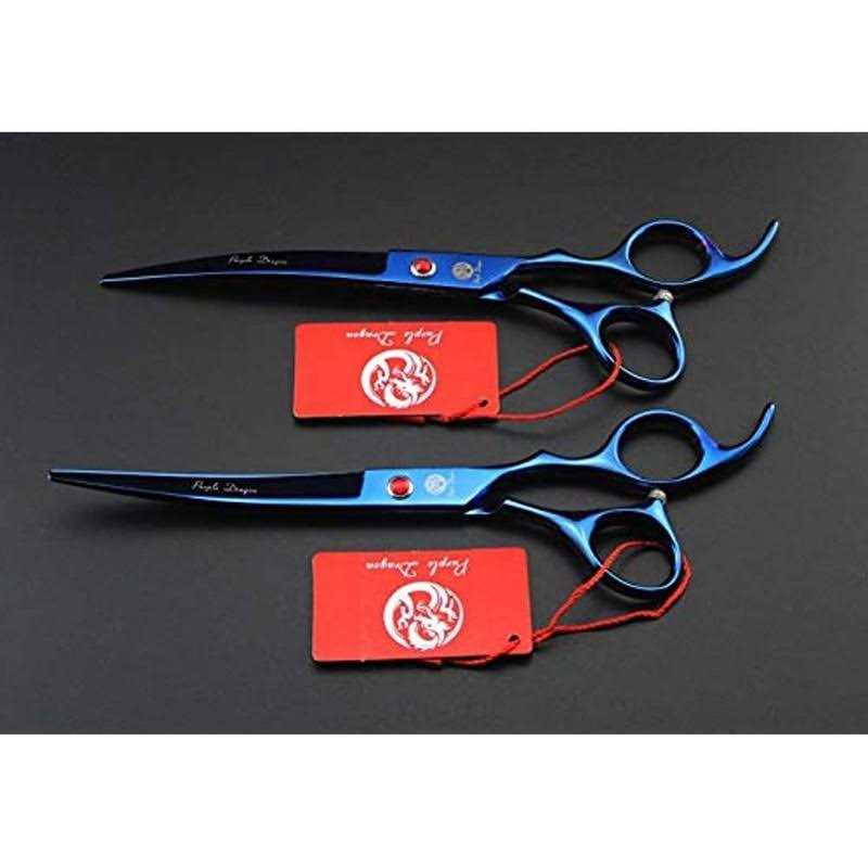 Alternative view of Purple Dragon Professional 7.0 inch 4PCS Pet Grooming Scissors Kit Japan Premium Steel Straight & Curved & Thinning Blade Dog Hair Cutting Shears Set