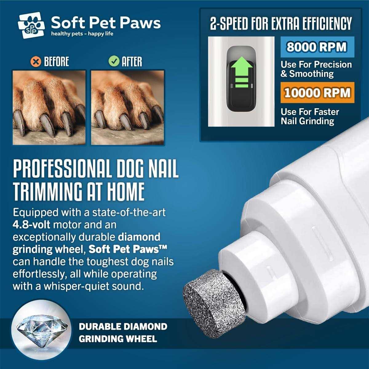 Alternative view of Soft Pet Paws Dog Nail Grinder Ultra Quiet Operation Upgraded Dog Nail Trimmer with 2 LED Lights