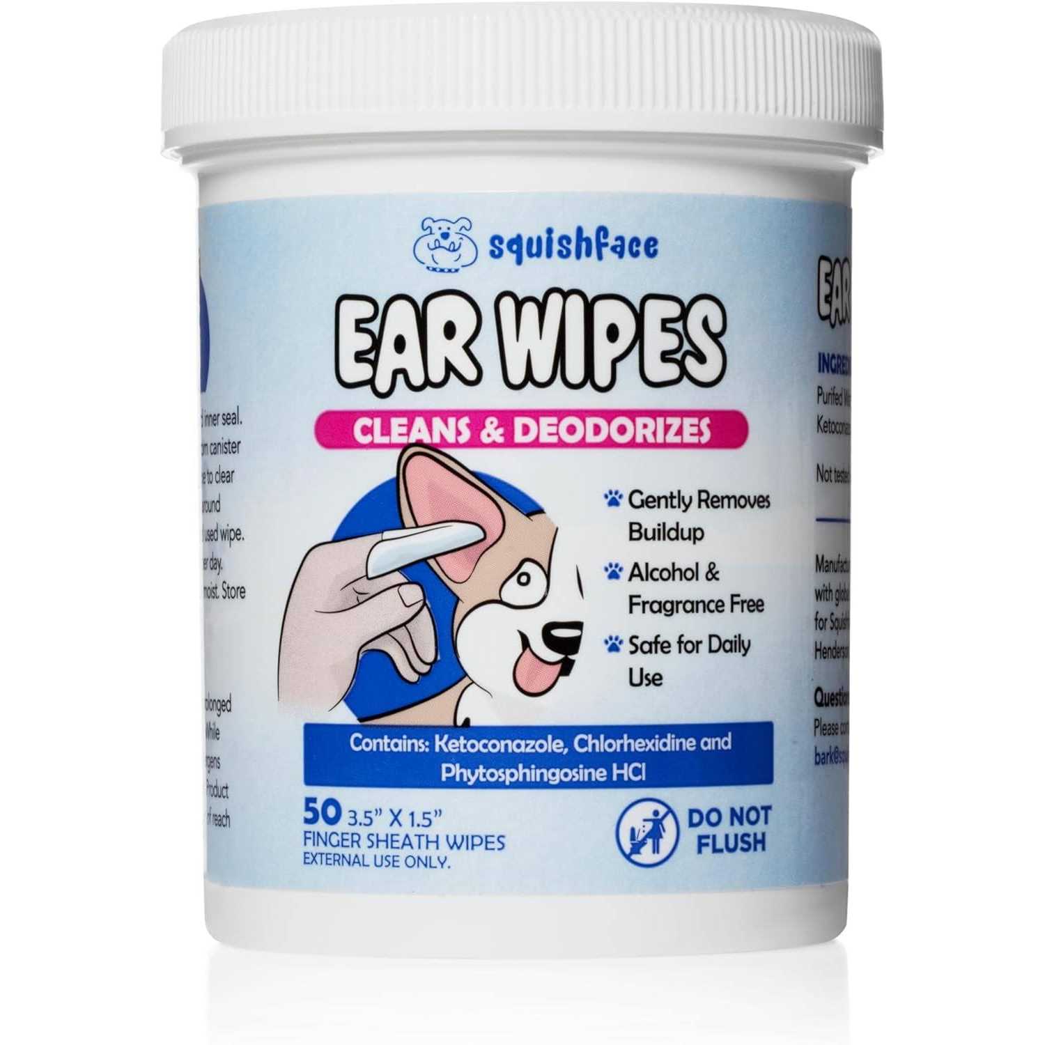 Alternative view of Squishface Dog Ear Relief Individual Finger Sheath Wipes Non-Allergenic Ingredients & Irritation-Reducing Formula Cleans & Deodorizes