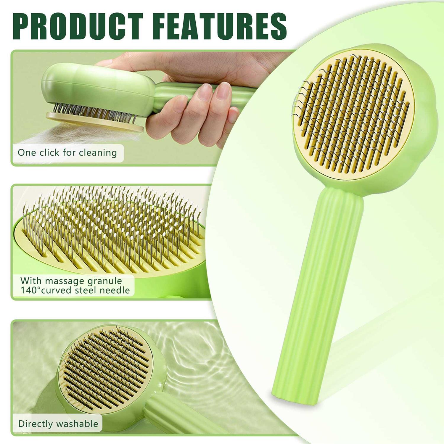 Alternative view of METREE Cat Hair Brush, Self Cleaning Pet Slicker Brush with Release Button, Cat Hair Cleaner Brush for Shedding, Grooming Brush for Long or Short