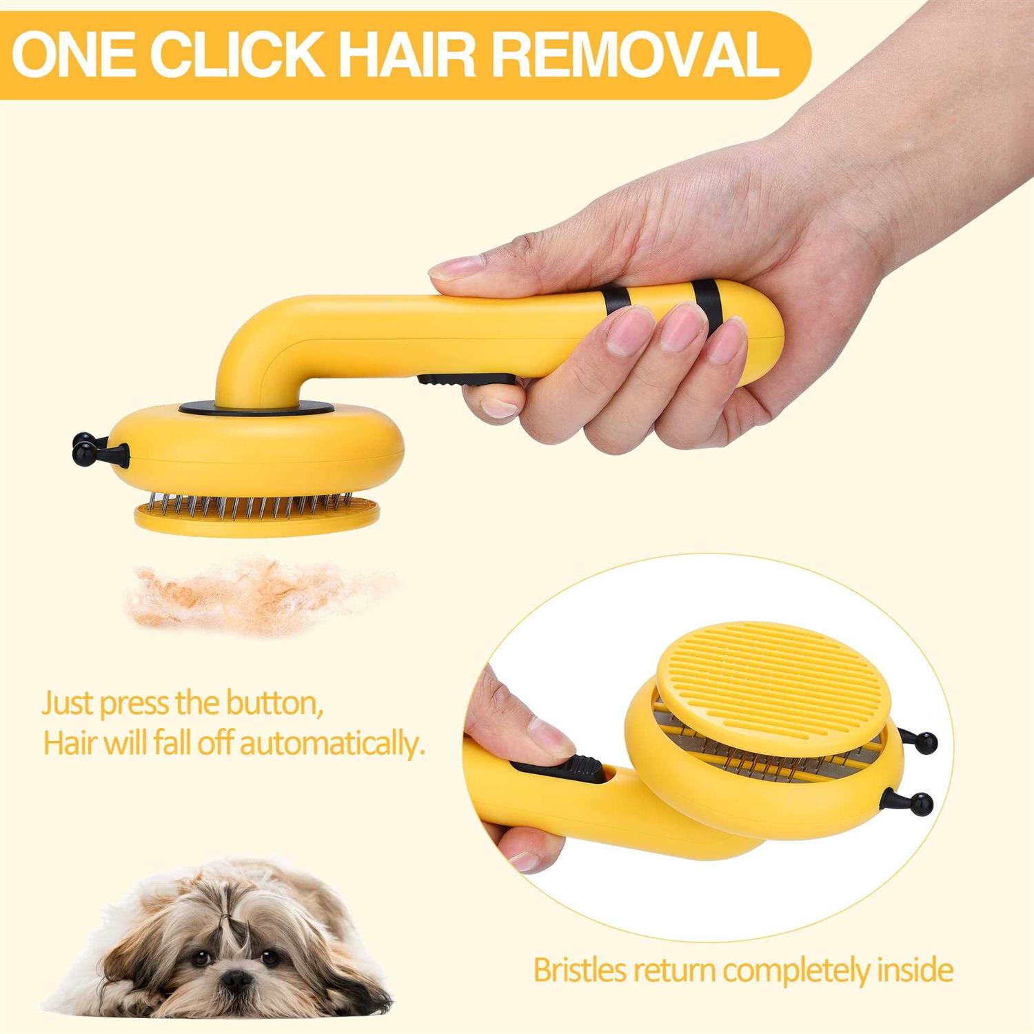 Alternative view of METREE Cat Hair Brush, Self Cleaning Pet Slicker Brush with Release Button, Cat Hair Cleaner Brush for Shedding, Grooming Brush for Long or Short
