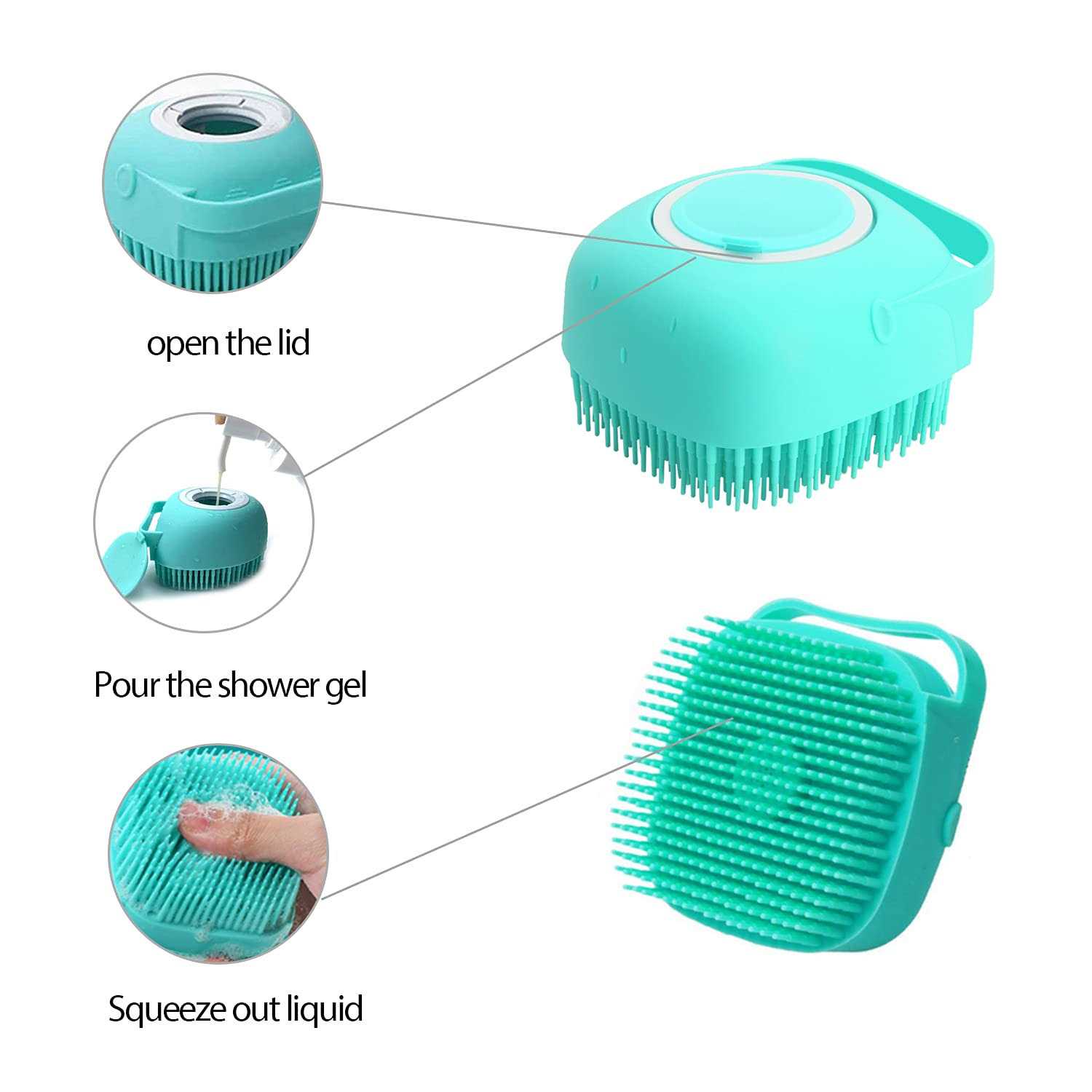 Alternative view of ELEGX Pet Grooming Bath Massage Brush with Soap and Shampoo Dispenser Soft Silicone Bristle for Long Short Haired Dogs Cats Shower