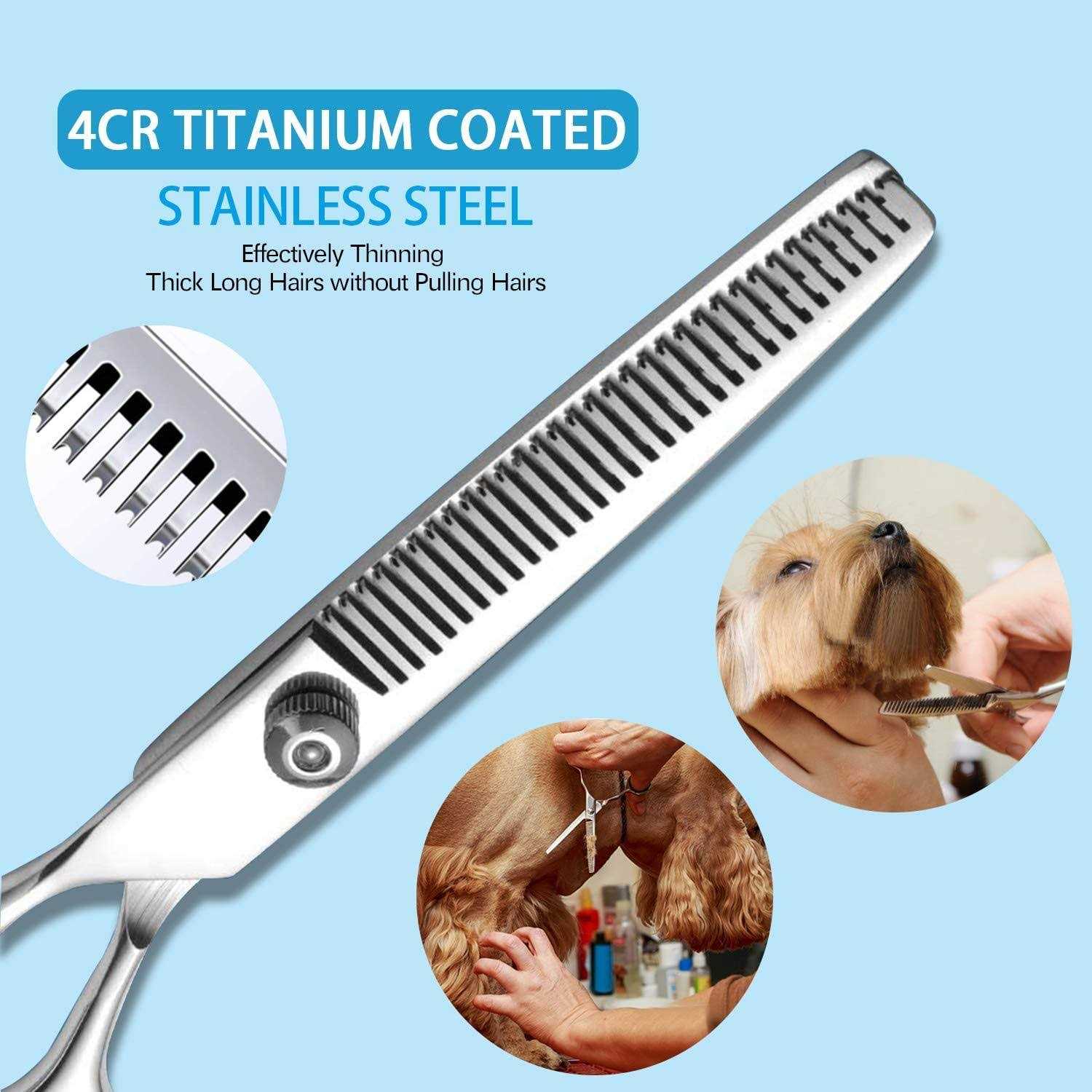 Alternative view of Maxshop Dog Grooming Scissors with Safety Round Tips Heavy Duty Titanium Pet Grooming Trimmer Kit