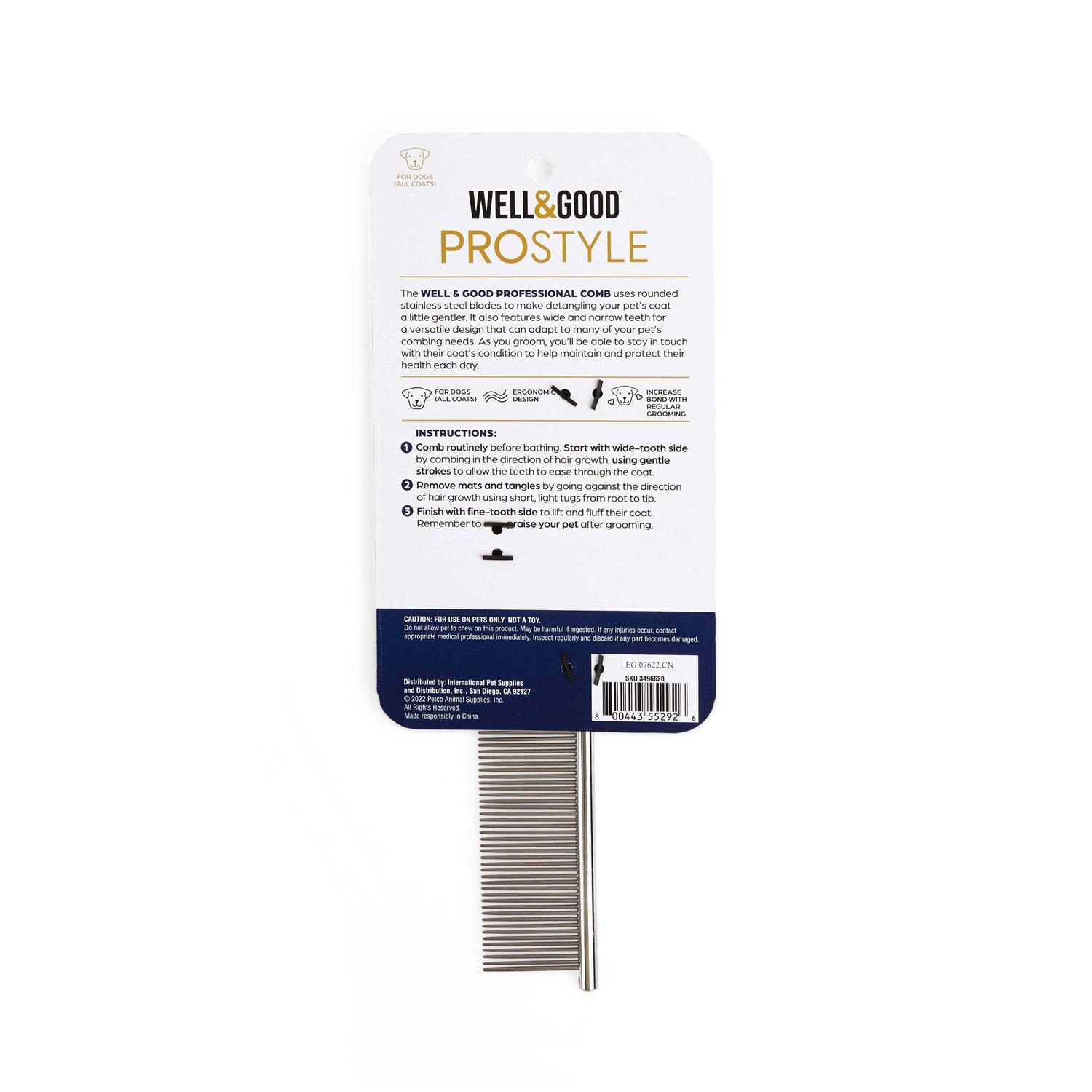 Alternative view of Well & Good Prostyle Dual-Row Metal Comb for Dogs