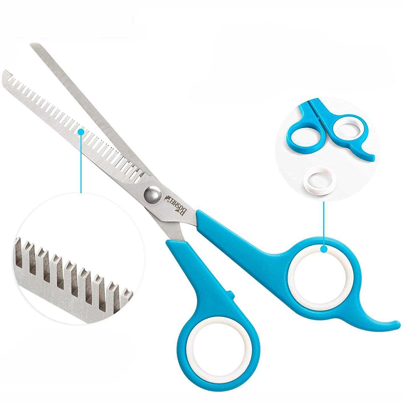 Alternative view of Boshel Dog Thinning Shears 7 inch Straight Dog Trimming Shears With Safe Rounded Tips