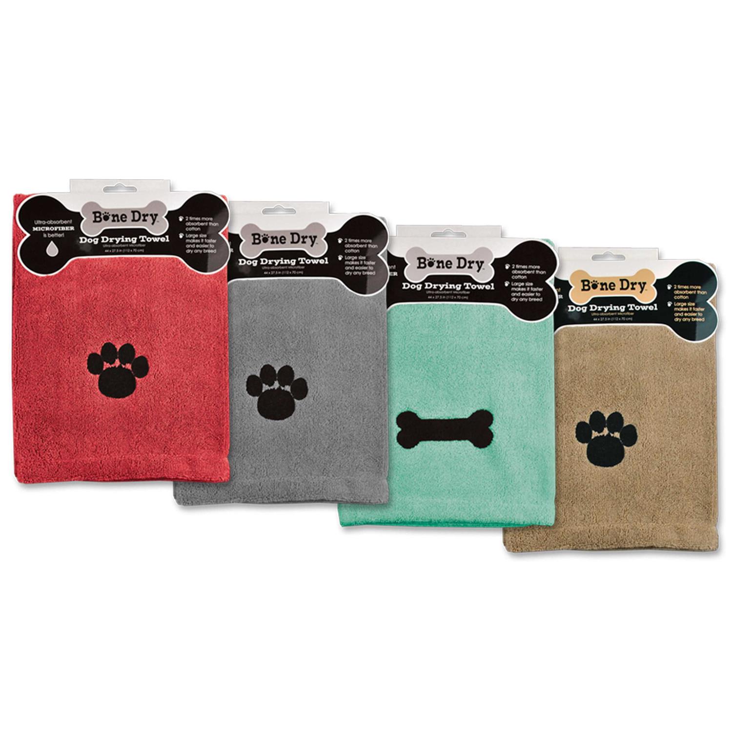 Alternative view of Bone Dry Red Embroidered Paw Pet Towel
