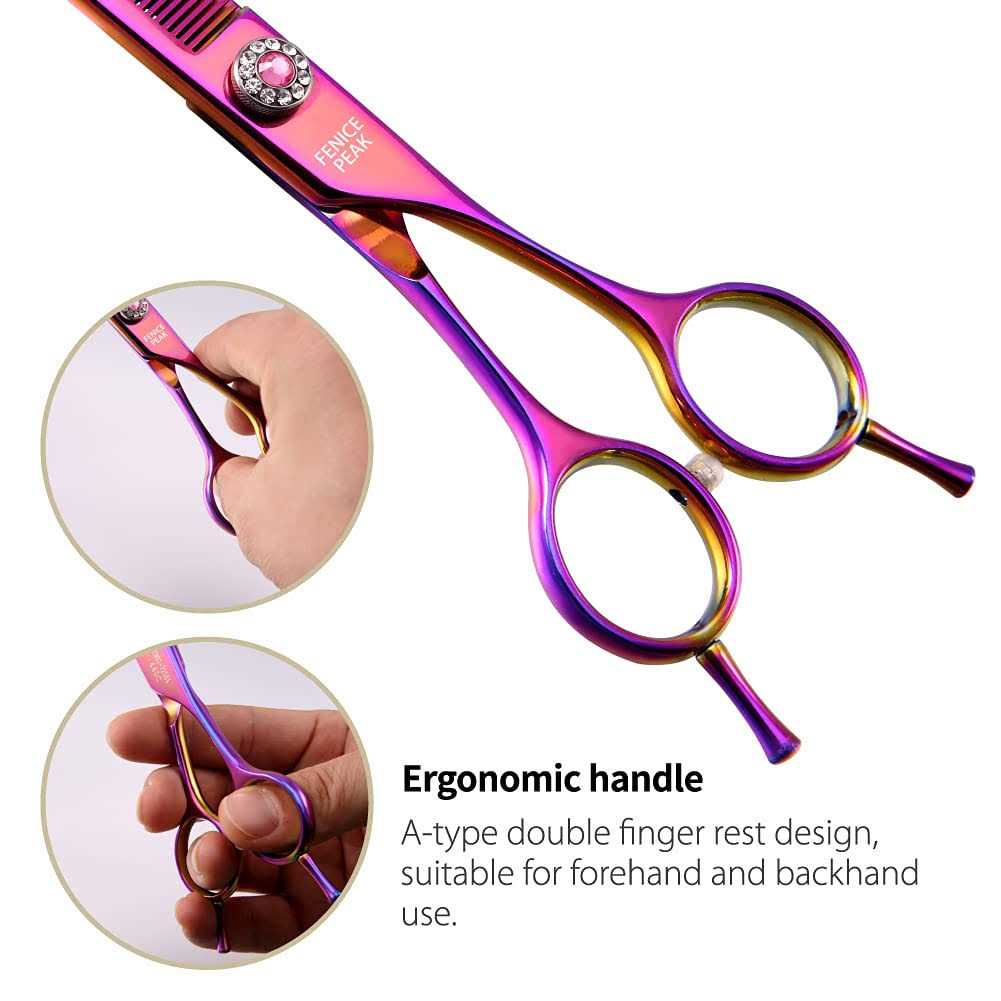 Alternative view of Fenice Peak Professional Dog Grooming Scissors Pet Curved Thinning Shears 7.0'' Extremely Sharp Blades 440C Steel Thinning Scissors Durable Smooth