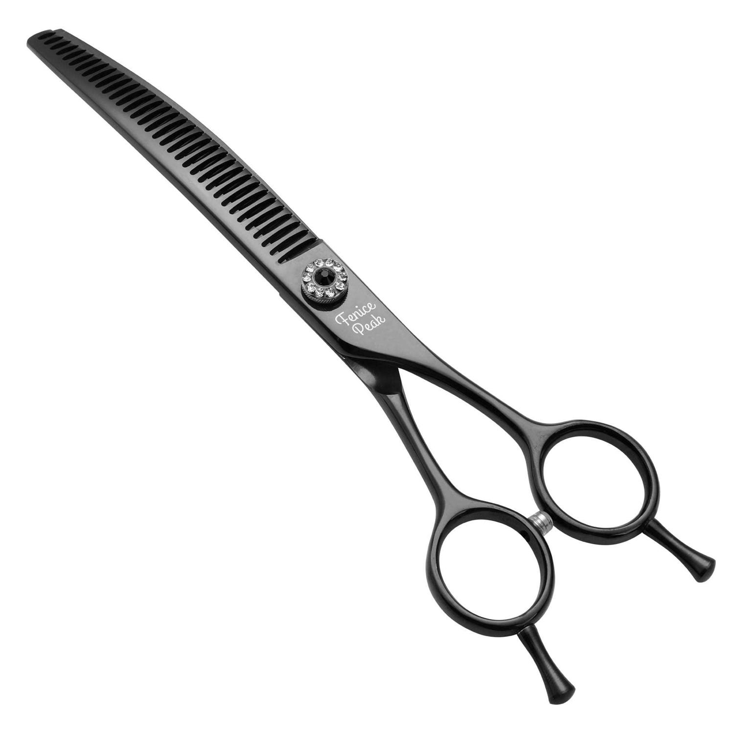 Fenice Peak Professional Dog Grooming Scissors Pet Curved Thinning Shears 7.0'' Extremely Sharp Blades 440C Steel Thinning Scissors Durable Smooth