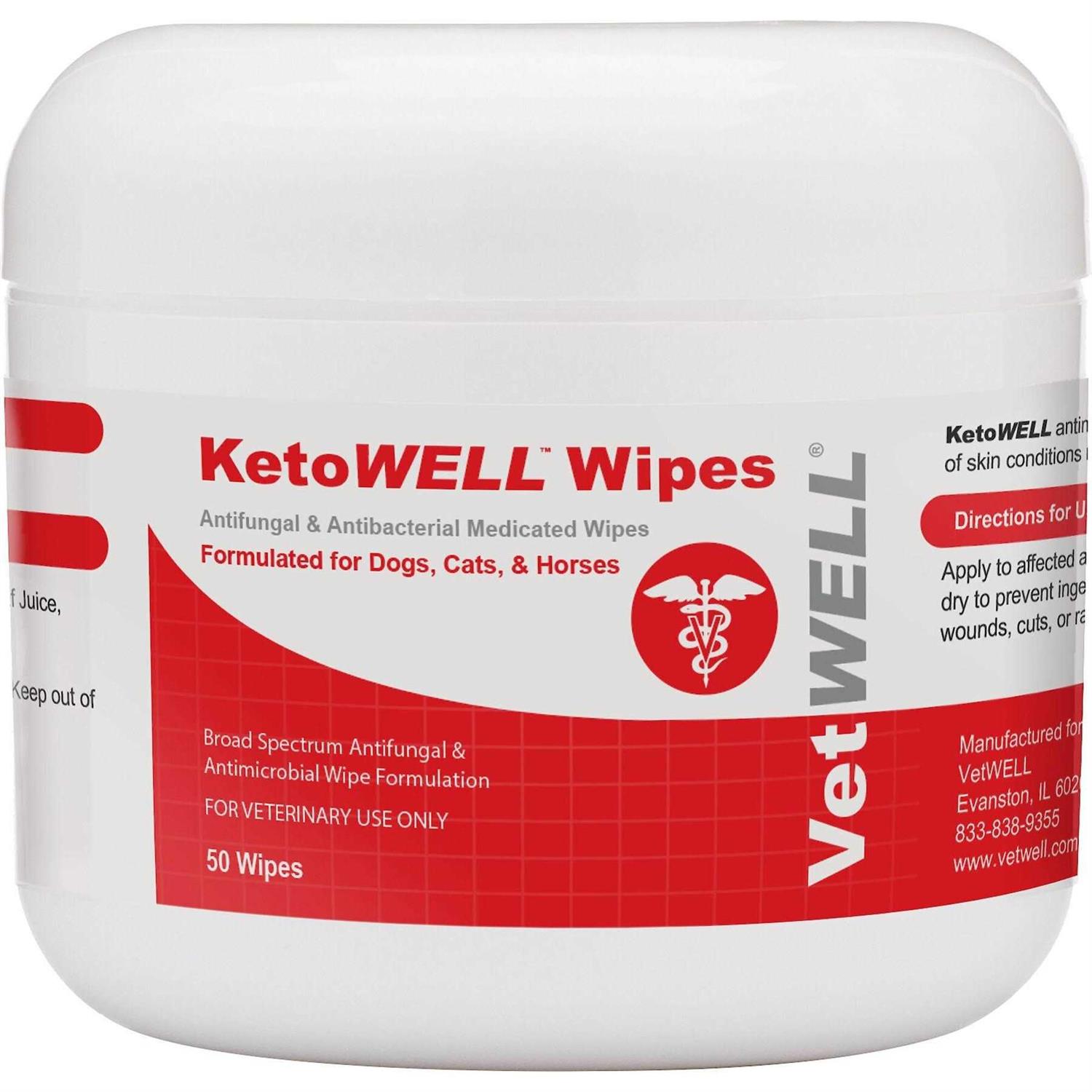 VetWELL Ketowell Topical Wipes with Ketoconazole for Dogs & Cats Medicated Pet Wipes
