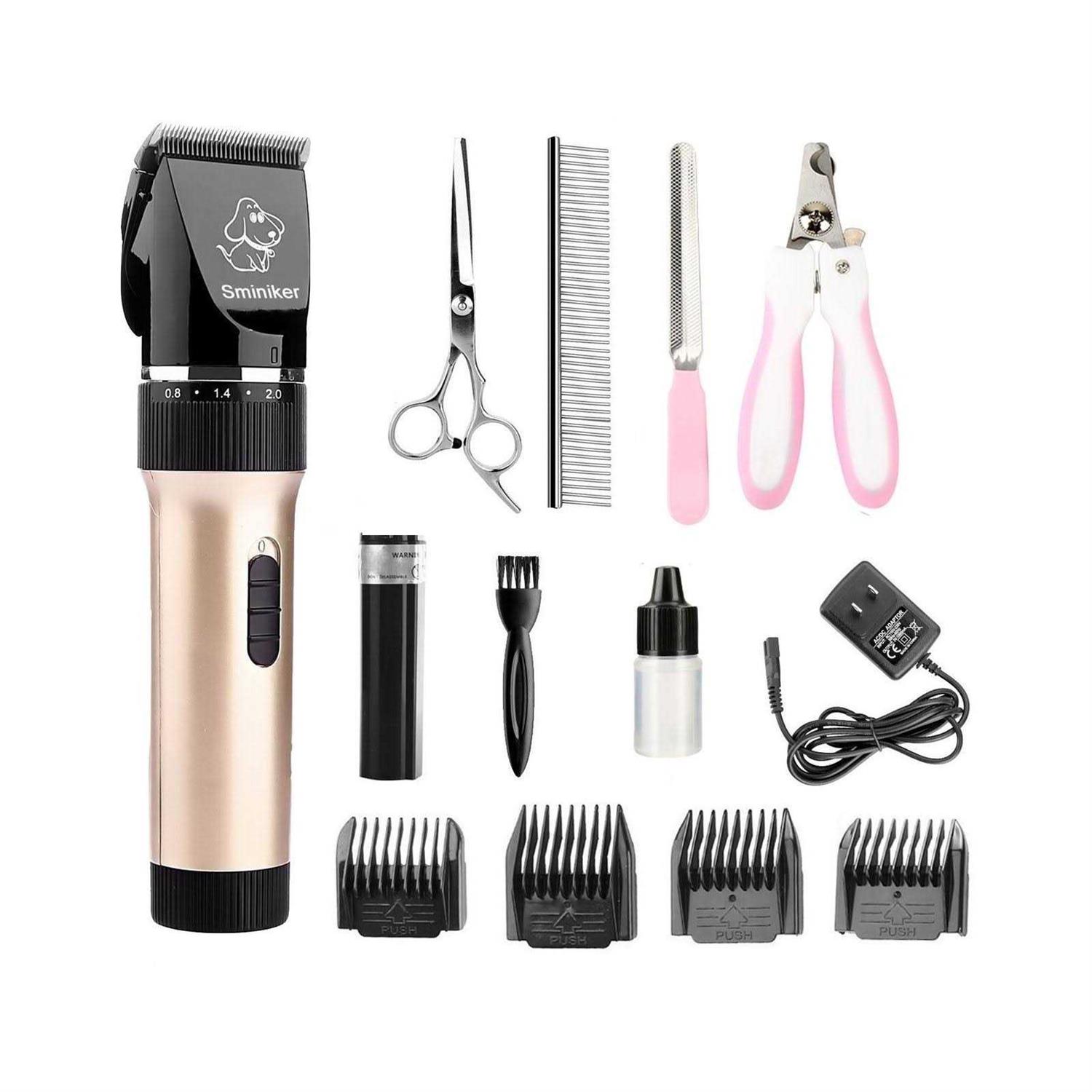 Alternative view of Sminiker Low Noise Cat and Dog Clippers Rechargeable Cordless Pet Clippers Grooming Kit with Storage Bag 5 Speed Professional Animal Clippers Pet Gro