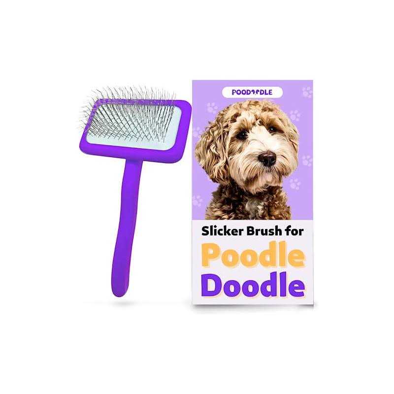 Alternative view of poodoodle poodle & doodle brush long pin wood Dog brush for long haired dogs