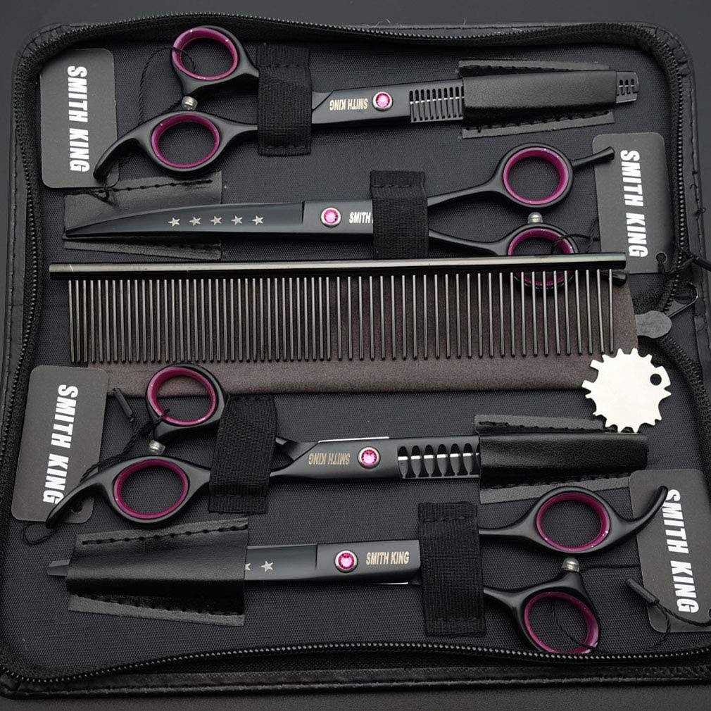 Alternative view of Smithking 7.0 inches Professional Dog Grooming Scissors Set Straight & thinning & Curved & chunkers 4pcs in 1 Set