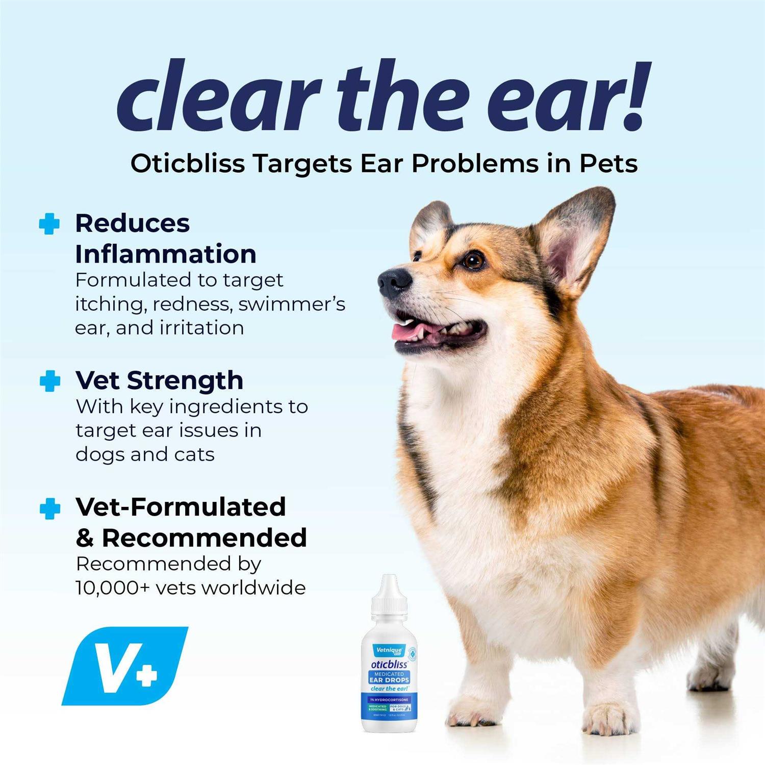 Alternative view of Vetnique Labs Oticbliss Medicated Ear Drops for Dogs & Cats with Hydrocortisone