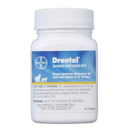 Drontal Tablets for Cats, 2-16 lbs, 1 tablet, 18.2 mg Praziquantel and 72.6 mg Pyrantel base as Pyrantel Pamoate