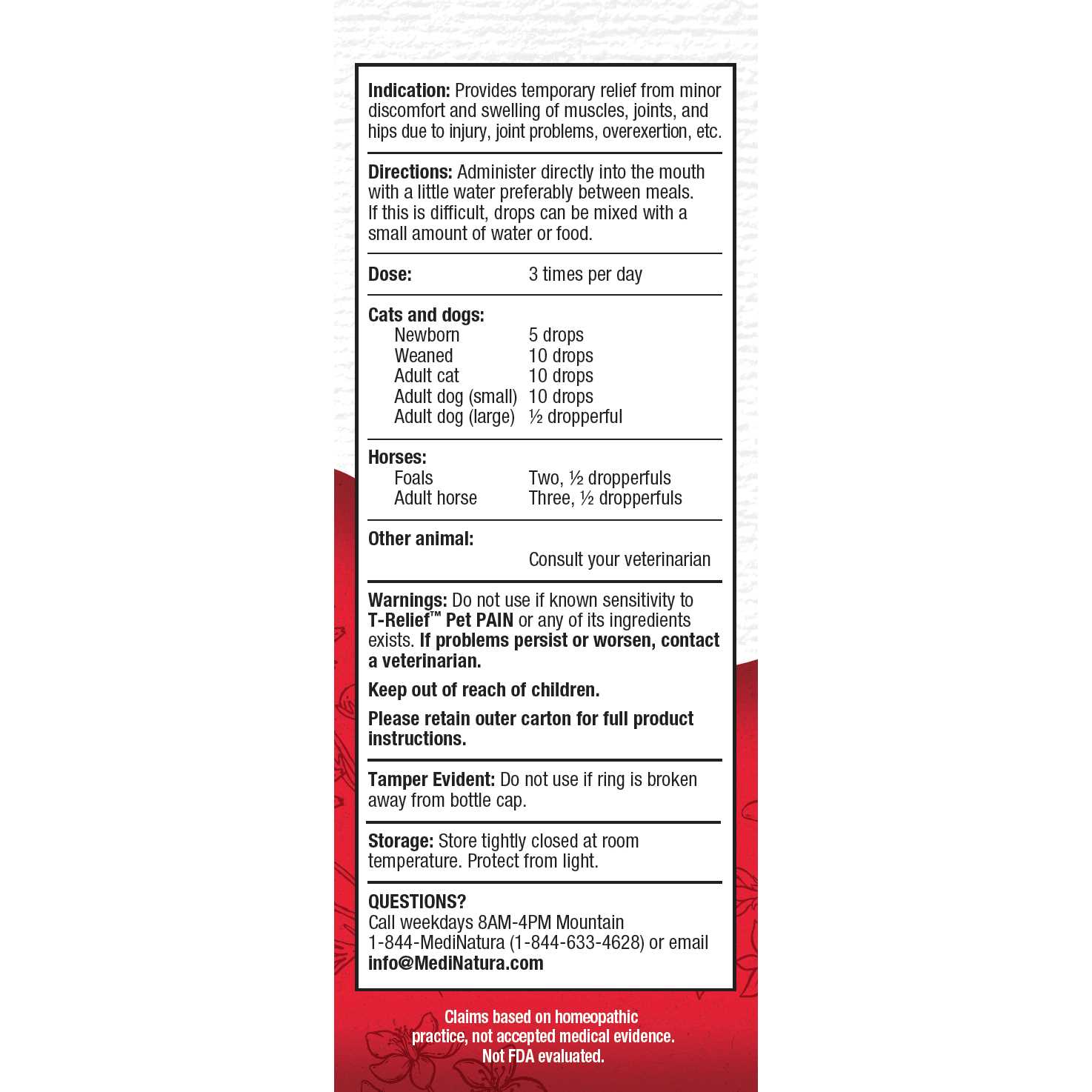 Alternative view of MediNatura T-Relief Pet Pain Oral Drops