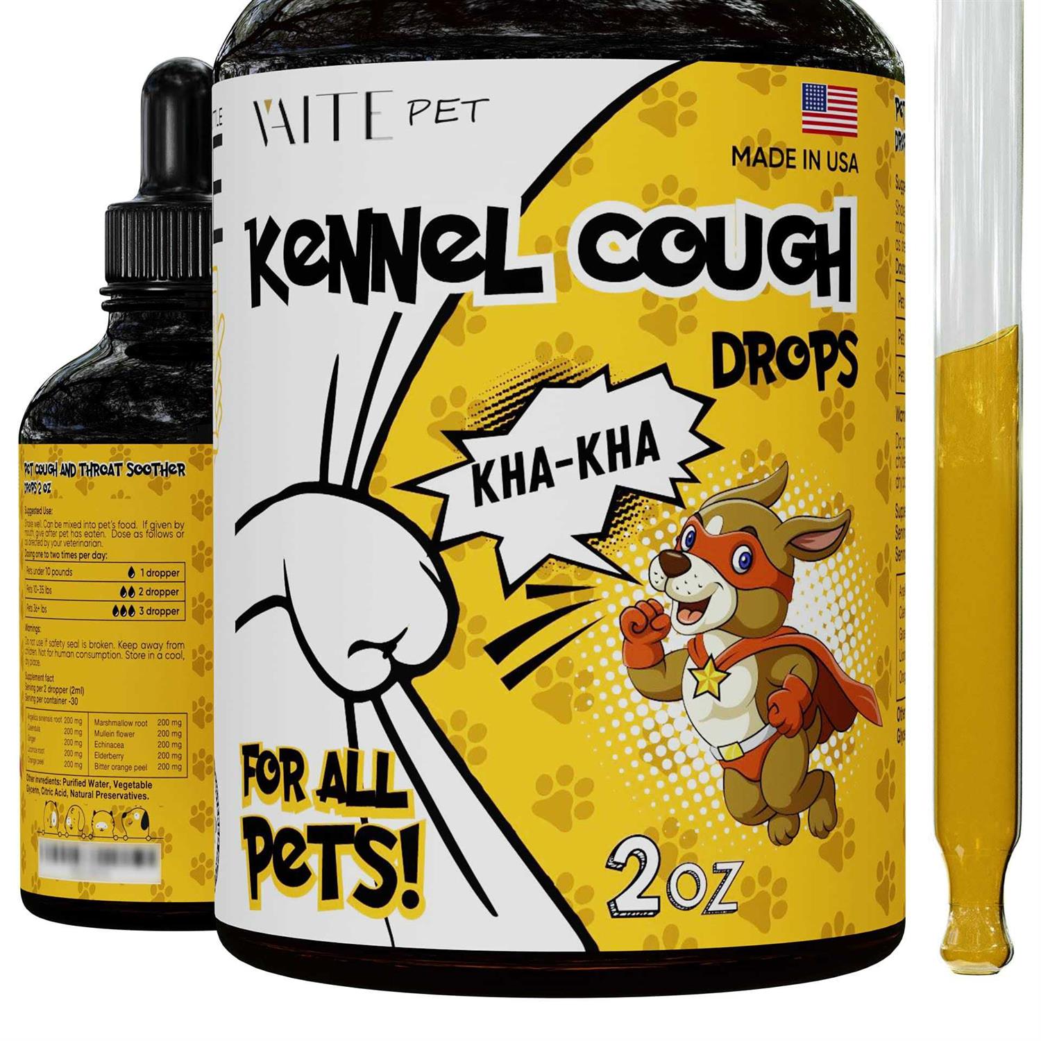 TwoFurFinds Kennel Cough Herbal Drops for Dogs & Cats Cough Relief Throat Soother