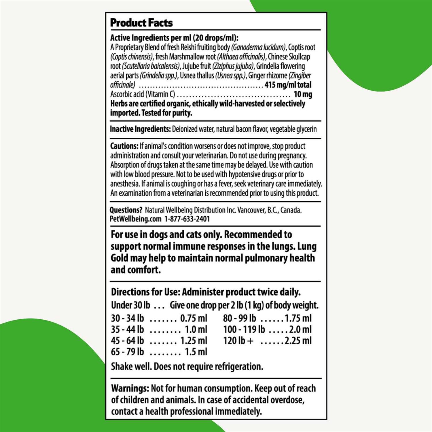 Alternative view of Pet Wellbeing Lung Gold for Dogs