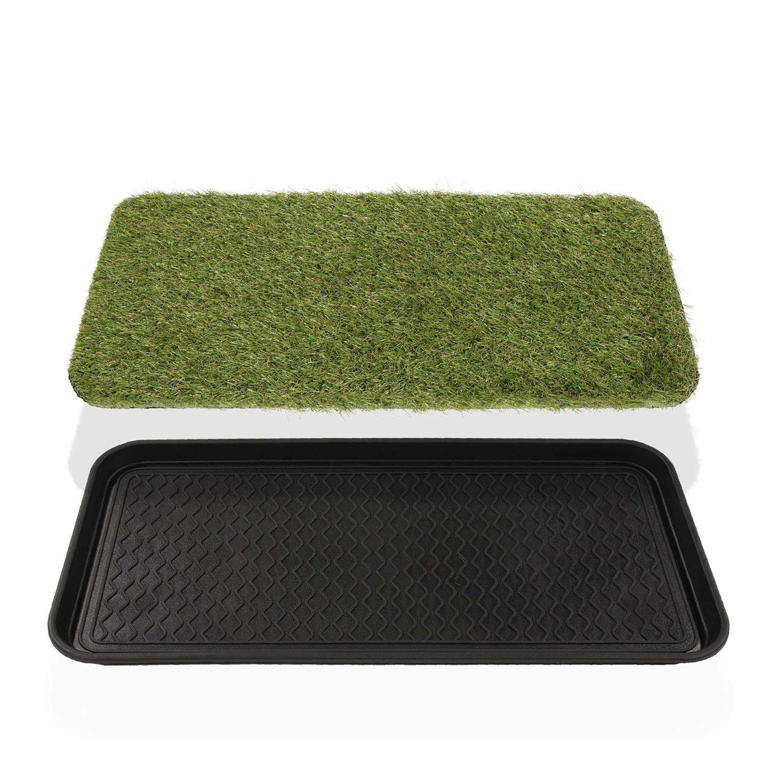 Alternative view of Ottomanson Pet Non-Slip Easy Clean Indoor/Outdoor Tray with Reusable Grass Pad