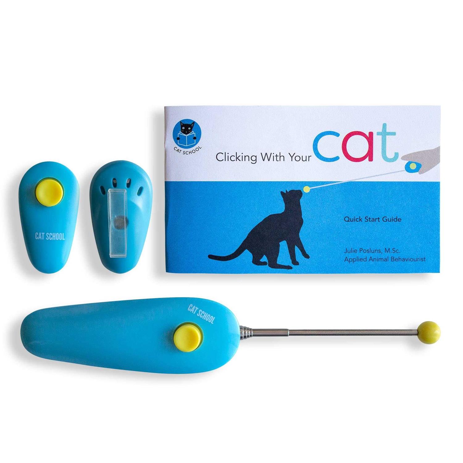 Cat SCHOOL Clicker Training Kit 1 Cat Training Clicker 1 Target Stick