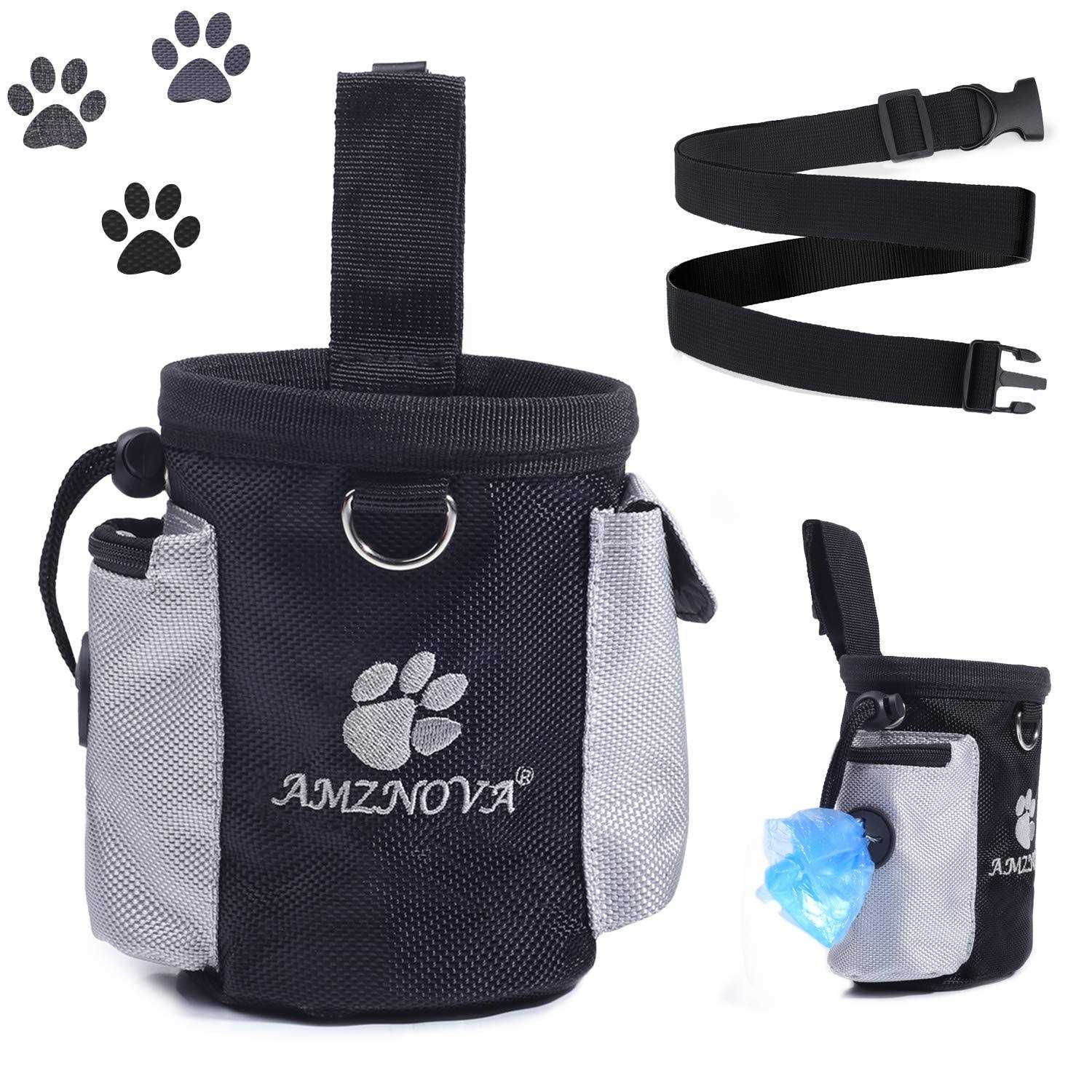 AMZNOVA Dog Treat Bag Puppy Training Pouch Animal Walking Snack Container Best Hiking Toys Pack Dispenser Carries with Waistband