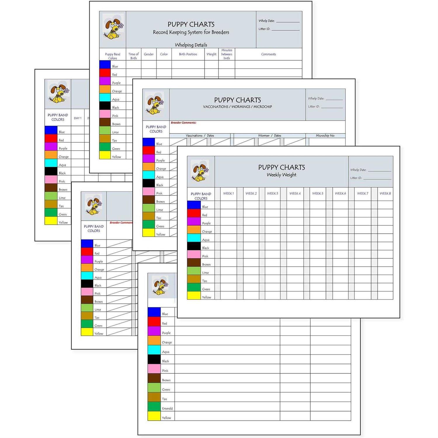 Puppies in Bloom Breeder Record Keeping Charts PNB11