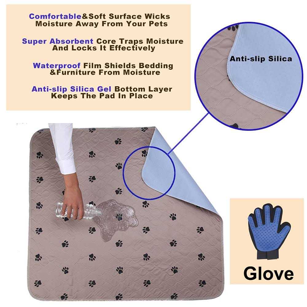 Alternative view of SincoPet Washable Dog Pee Pads with Puppy Grooming Gloves,Puppy Pads,Reusable Pet Training Pads,large Dog Pee Pad,Waterproof