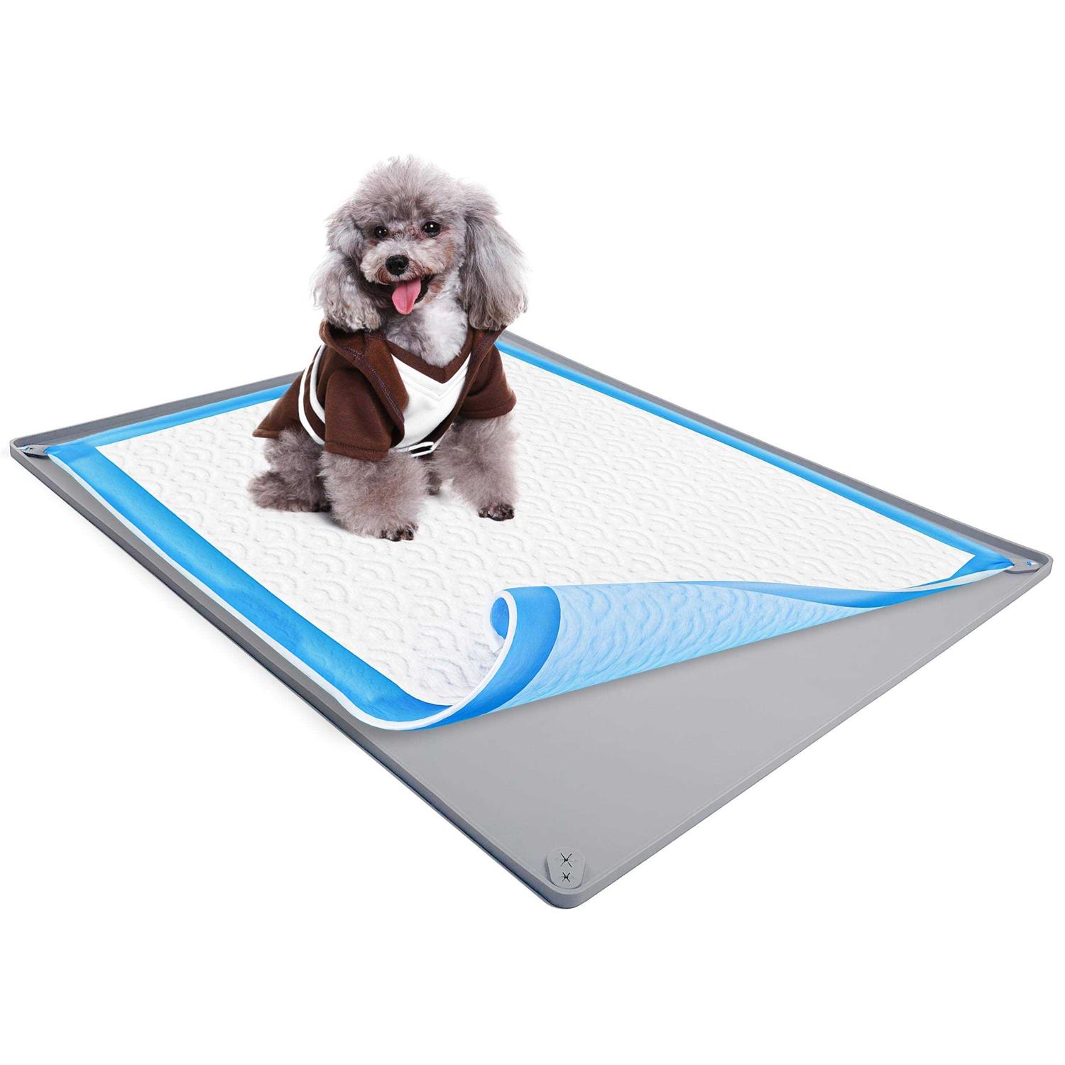 Skywin Puppy Pad Holder Tray No Spill Pee Pad Holder for Dogs Pee Pad Holder Works with Most Training Pads, Easy to Clean and Store