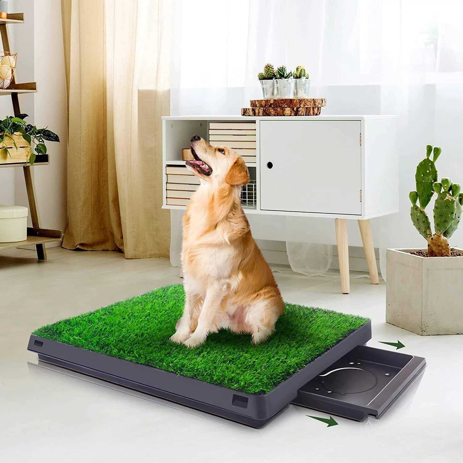 Dog Grass Pad with Tray Artificial Dog Grass Pee Pad 20” x 25” for Pet Potty Loo Indoor Training Outdoor Portable Toilet