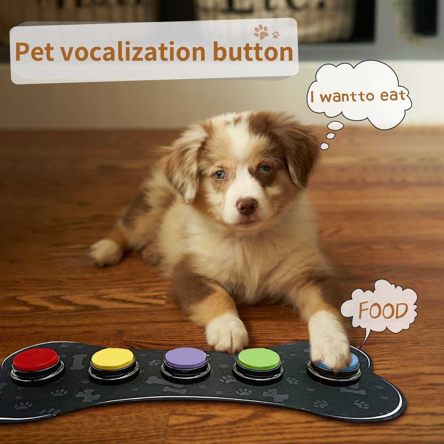 Alternative view of Set of 5 Color Dog Buttons with Rubber Mat for Communication,Dog Talking Buttons,Pet Buttons,Dog Training & Behavior Aids,Train Your Dog to Voice