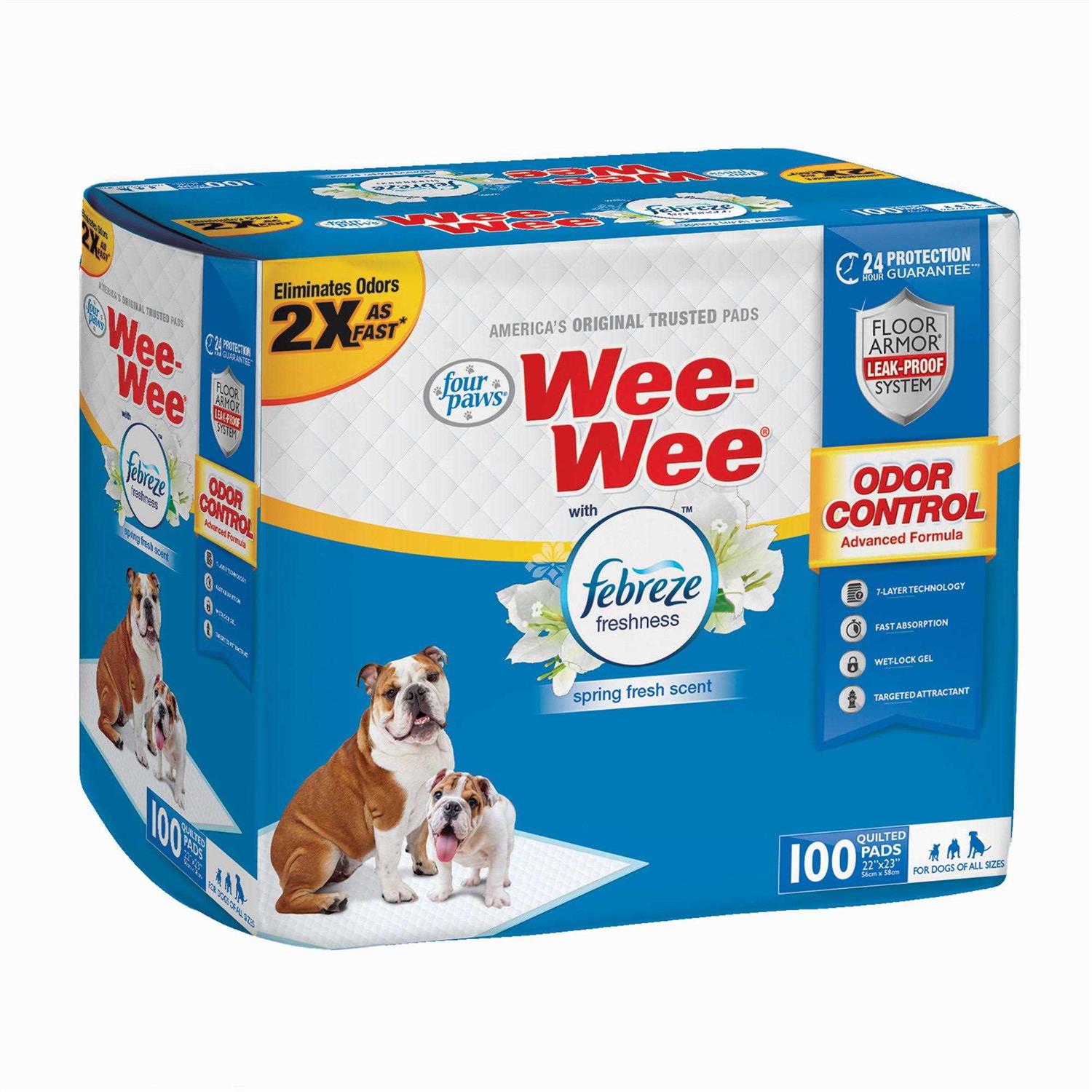 Four Paws Wee-Wee Odor Control Pads with Febreze Freshness