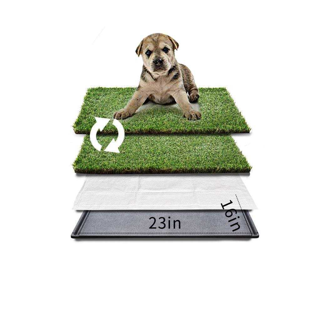 HQ4US 4LEGS HQ4us Dog Grass Pad with Tray Large Dog Litter Box Toilet 34”×23”