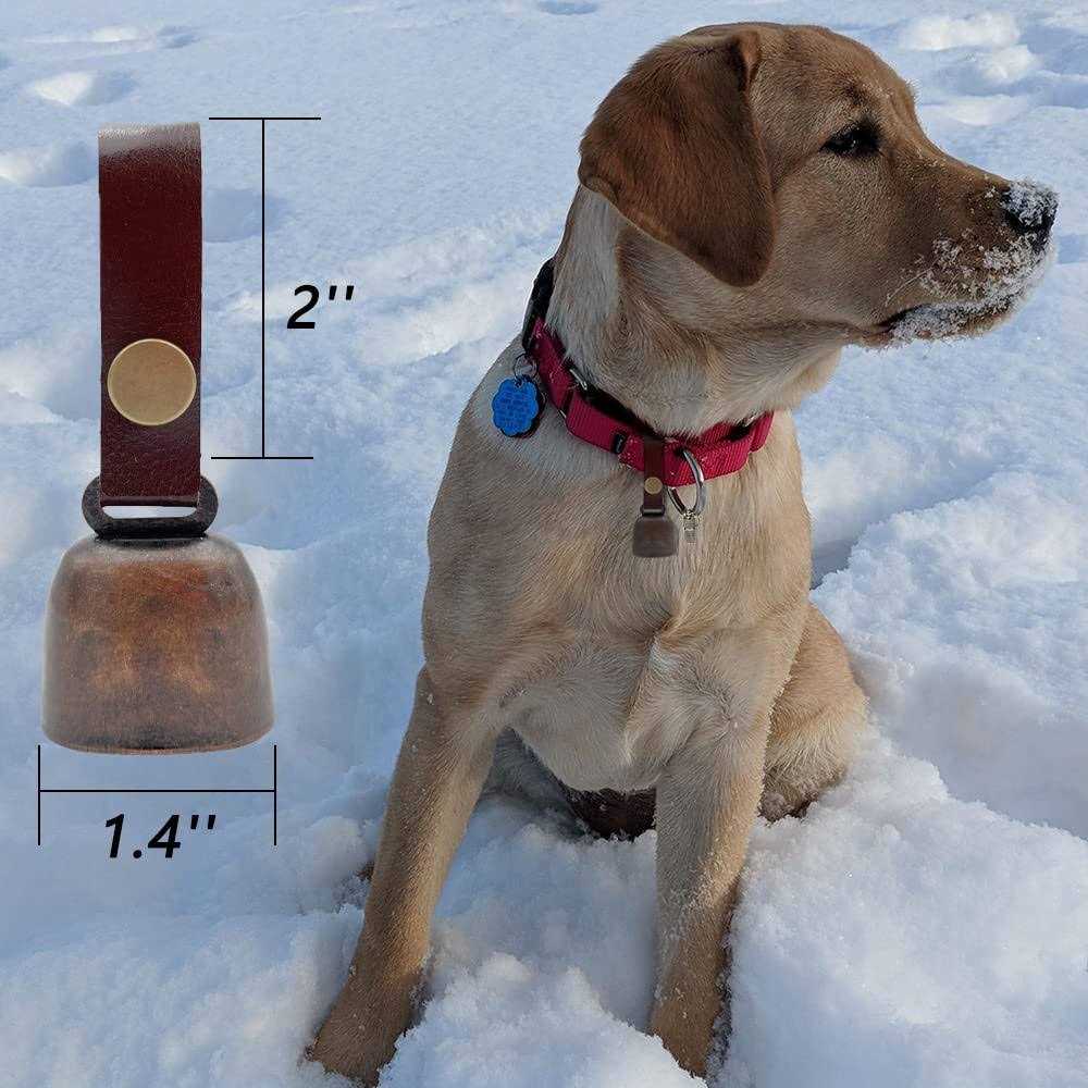Alternative view of kcrygogo Dog Collar Bell Pet Bells Tracker Noise Maker Anti-theft Bell with Leather Button Strap and Pet Anti