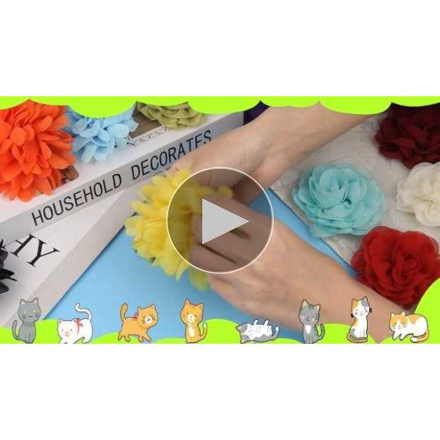 Alternative view of 20Pcs Dog Flower Collar Accessory Catcan Multi-Color Pet Flower Collars 2 Style Soft Chiffon Dog Bow Tie Charms Flower for Puppy Collar Grooming