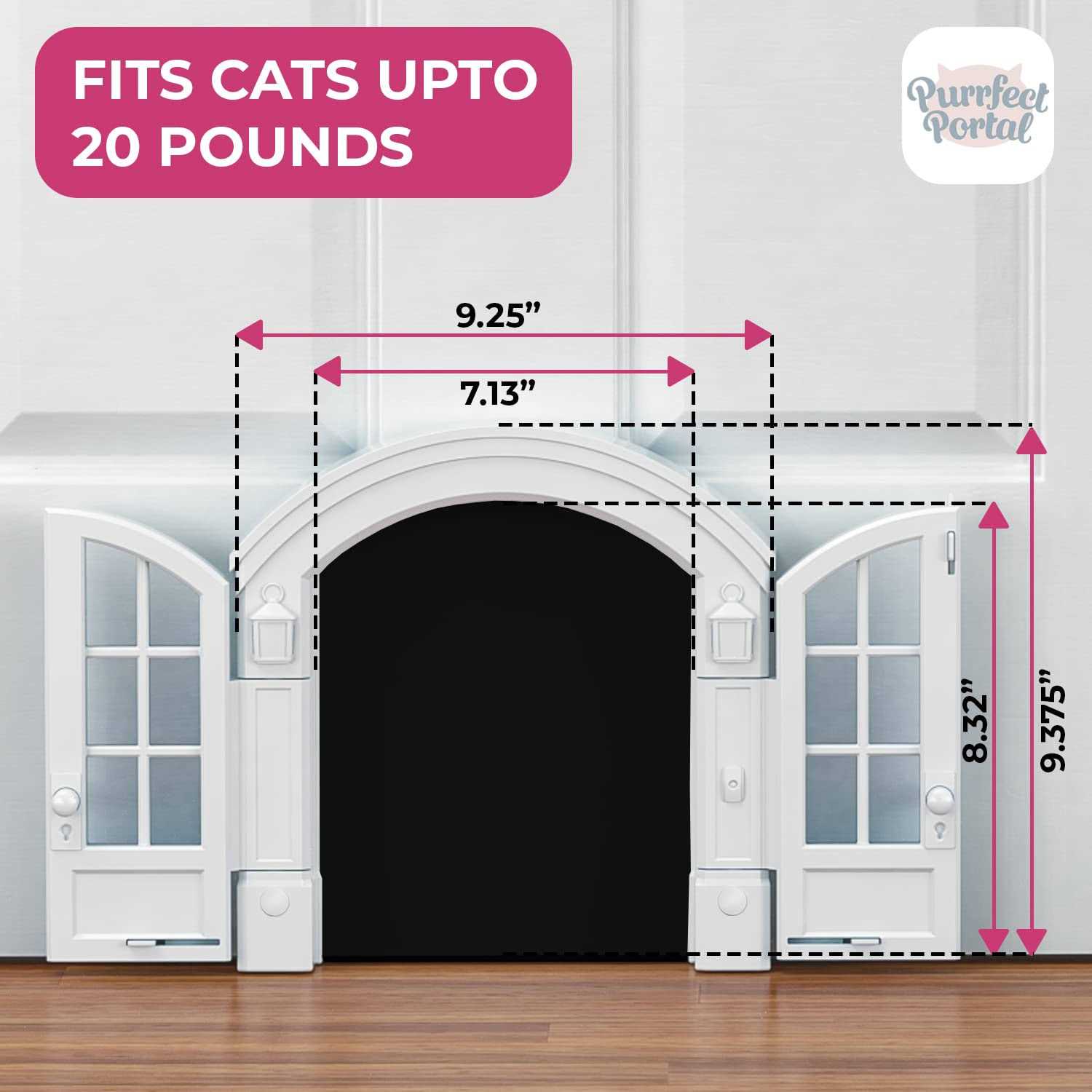 Alternative view of Purrfect Portal French Cat Door Stylish No-Flap Cat Door Interior Door for Average-Sized Cats Up to 20 lbs