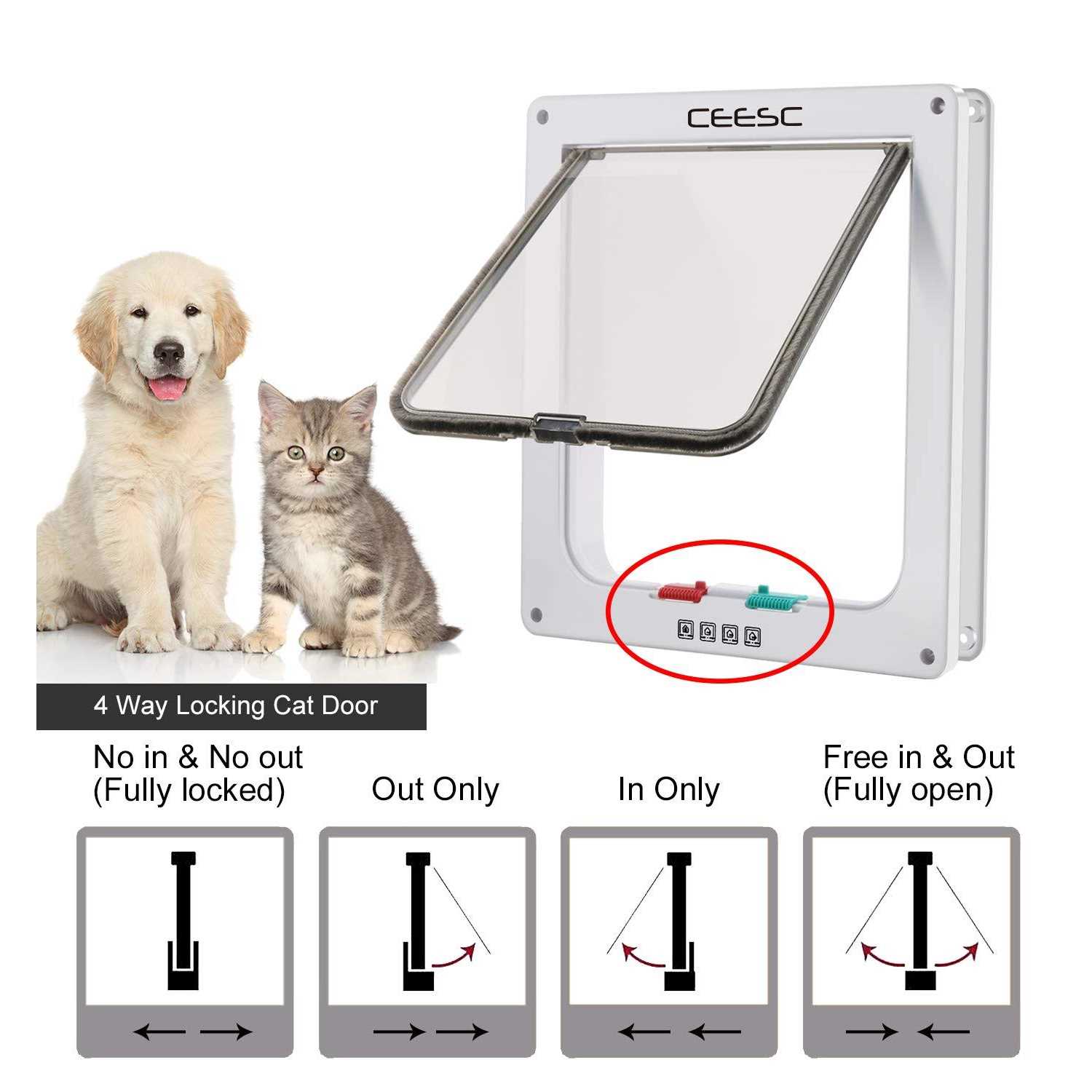 Alternative view of CEESC Extra Large Cat Door 4 Way Locking Large Cat Door for Interior Exterior Doors