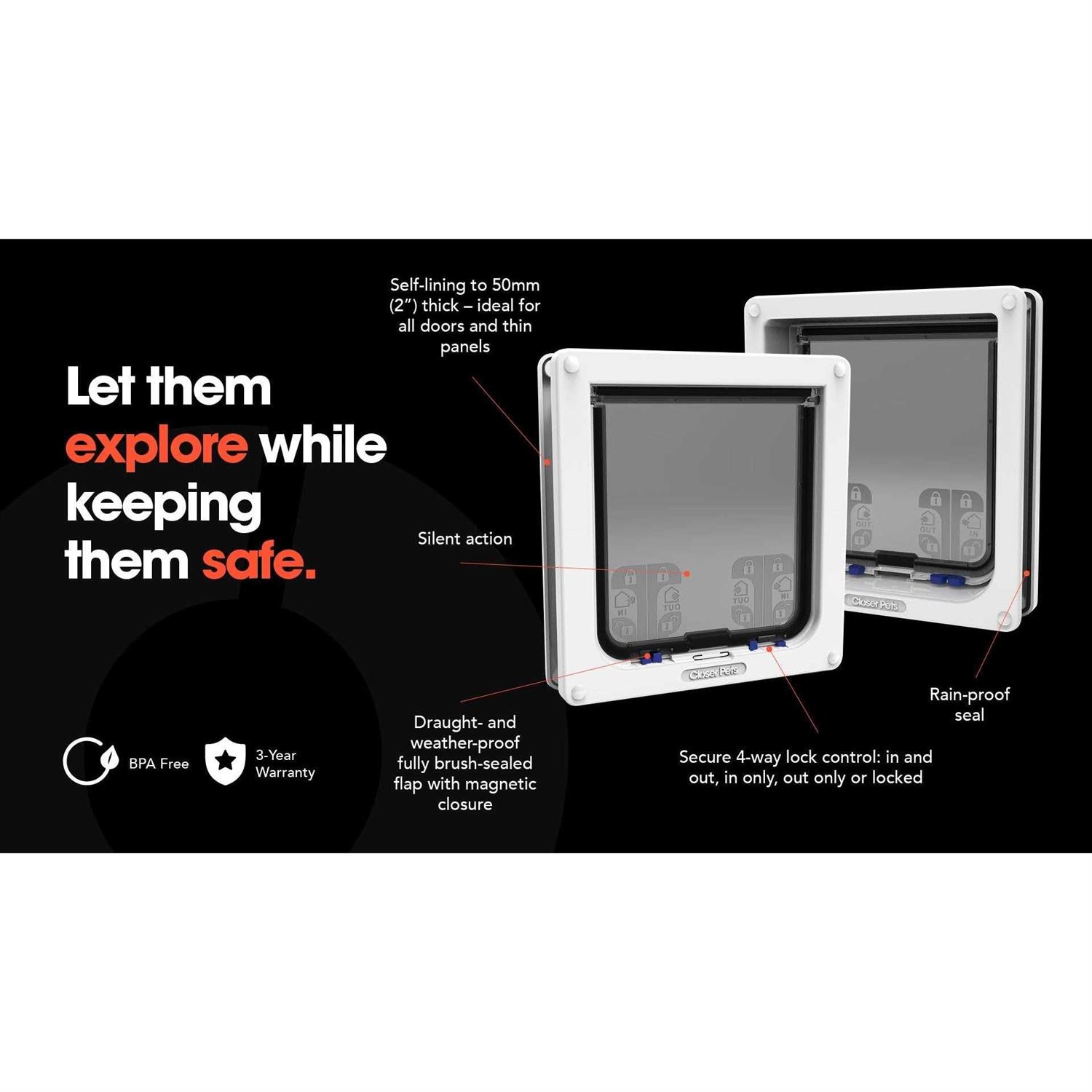 Alternative view of Closer Pets 4-Way Locking Large Cat/Small Dog Door –