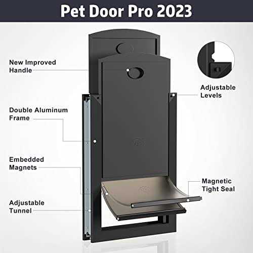 Alternative view of hardlight weatherproof dog door with sliding lock panel, tunnel adjustable, double flap dog door and cat door, strong and dur