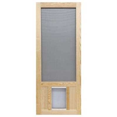 Alternative view of 32 in. x 80 in. Chesapeake Series Reversible Wood Screen Door with Extra-Large Pet Flap
