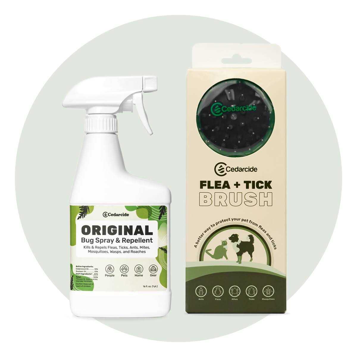 Alternative view of Cedarcide Flea + Tick Pet Brush w/ Cedarcide Original