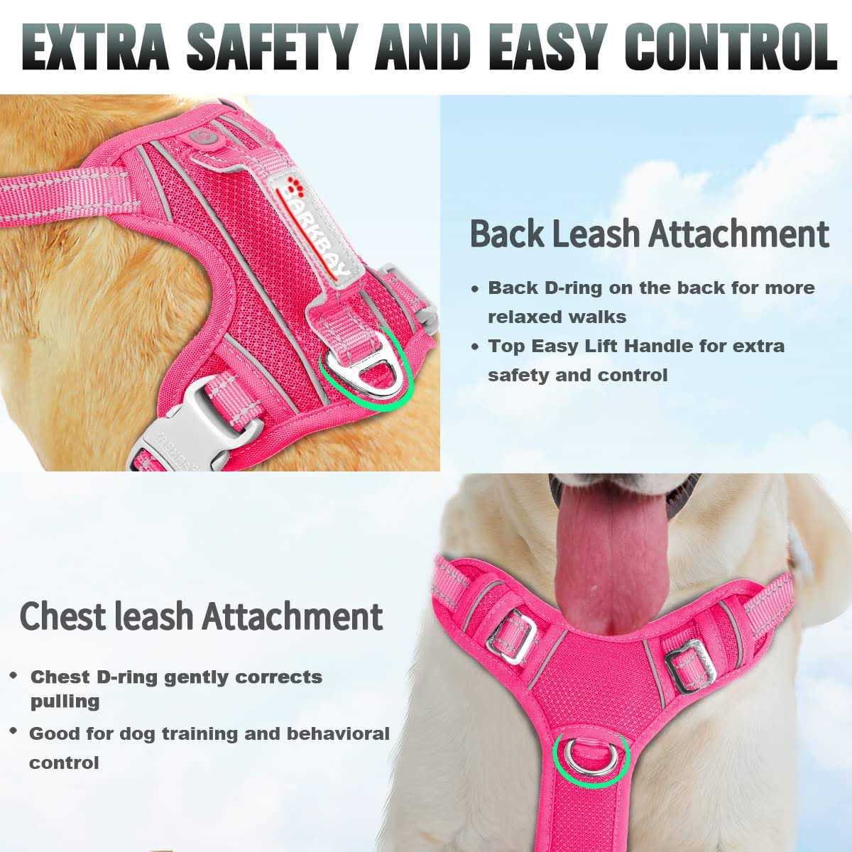 Alternative view of Barkbay No Pull Dog Harness Front Clip Heavy Duty Reflective Easy Control Handle for Large Dog Walking