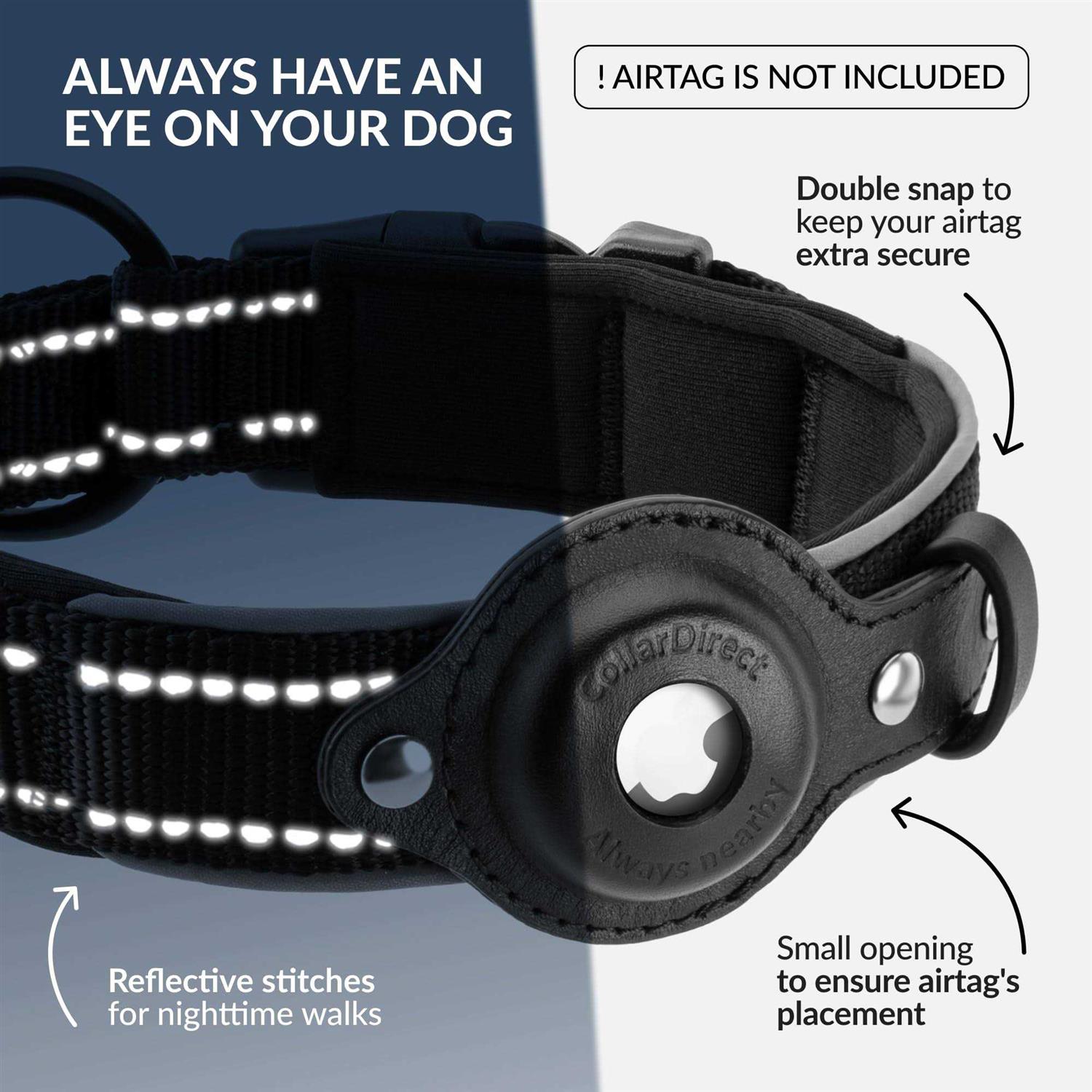 Alternative view of Airtag Dog Collar, CollarDirect, Reflective Dog Collar for Apple Air Tag for Large, Medium, and Small Dogs